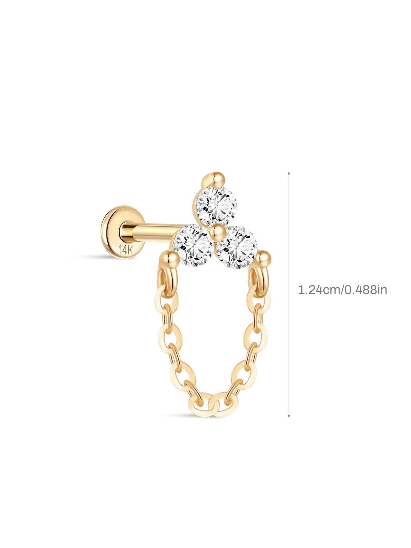 925 Sterling Silver Clover Ear Piercing Stud-aurivna