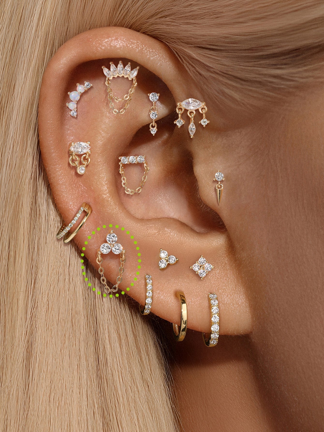 925 Sterling Silver Clover Ear Piercing Stud-aurivna