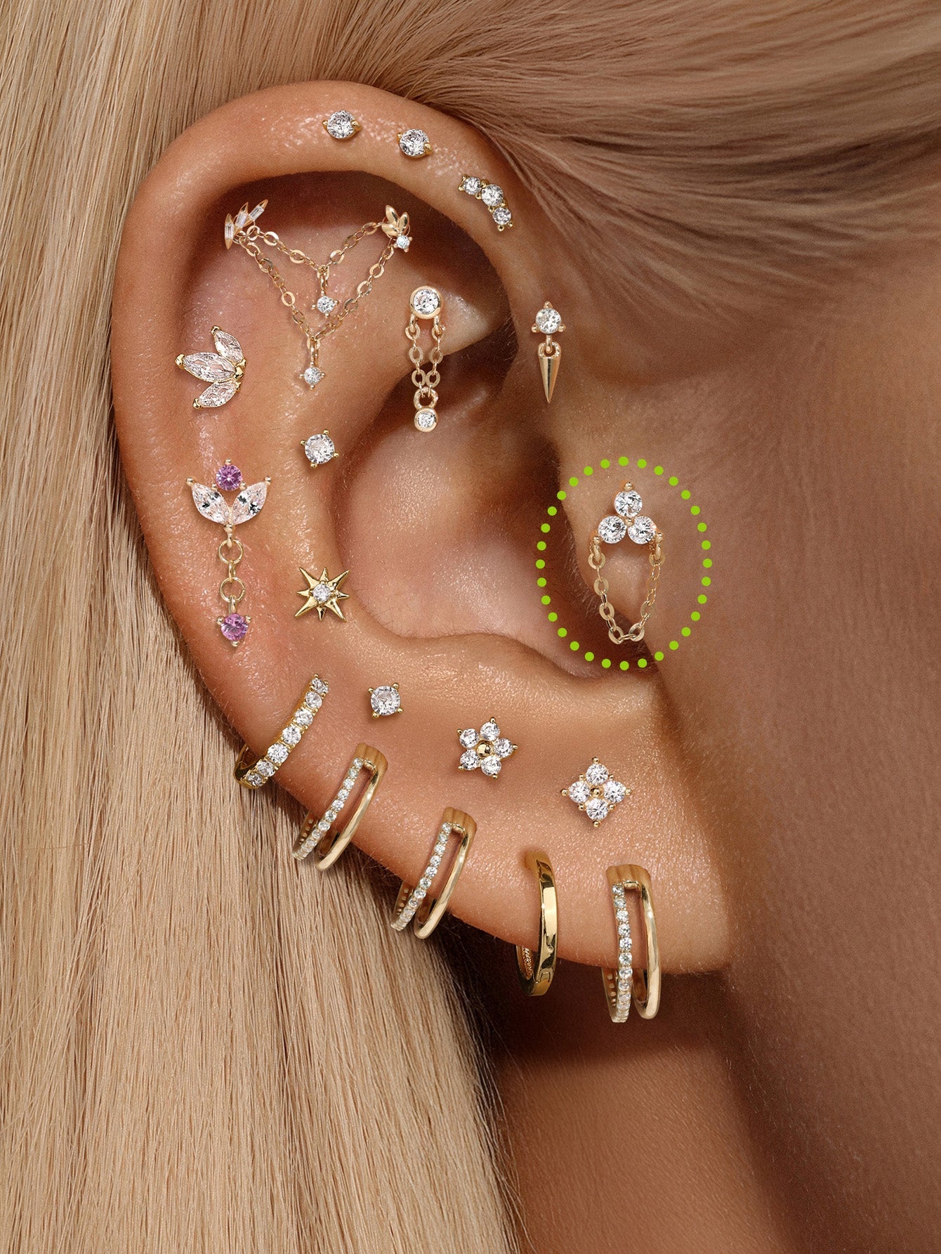925 Sterling Silver Clover Ear Piercing Stud-aurivna