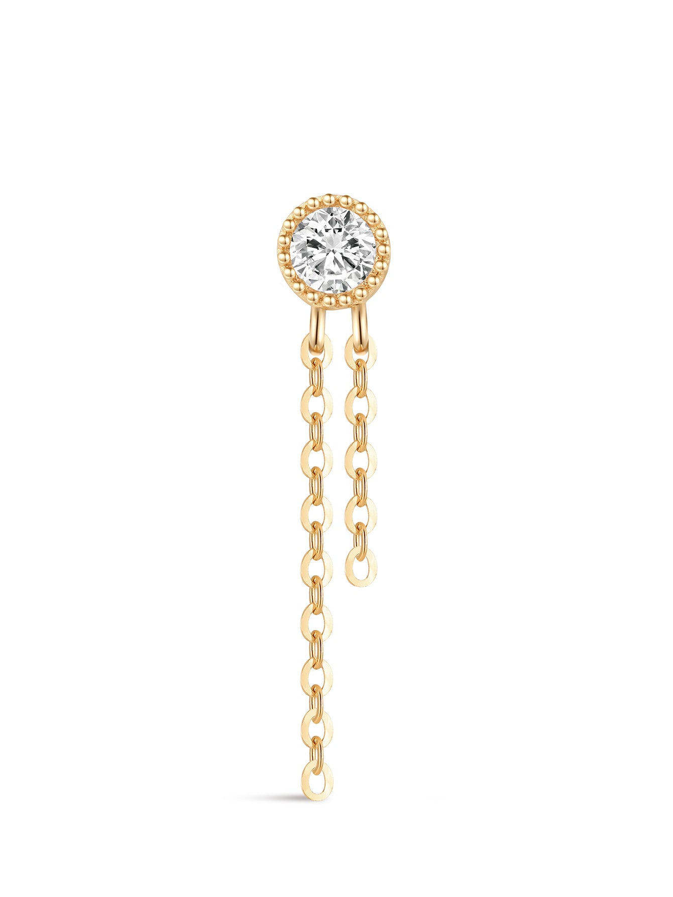 14k Solid Gold Single-stone Flat Back Stud Earrings-aurivna