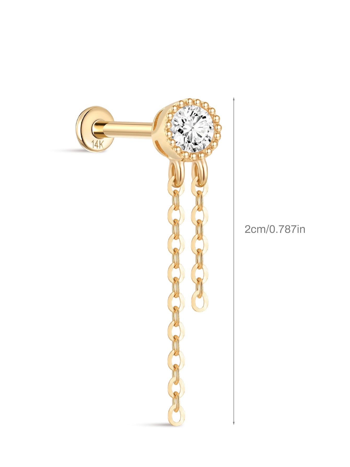 14k Solid Gold Single-stone Flat Back Stud Earrings-aurivna