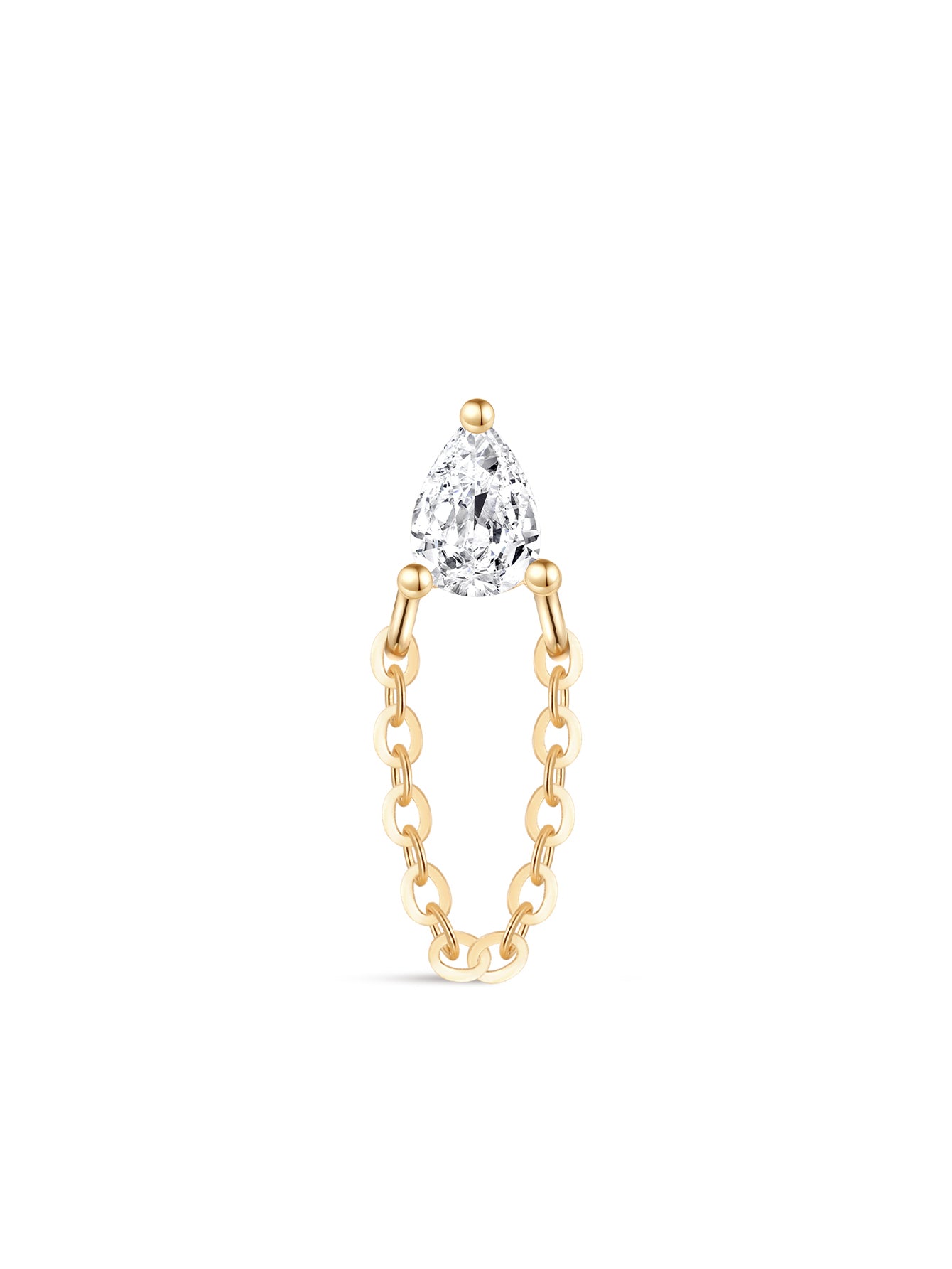 14k Solid Gold Crystal Dewdrop Tassel Stud-aurivna
