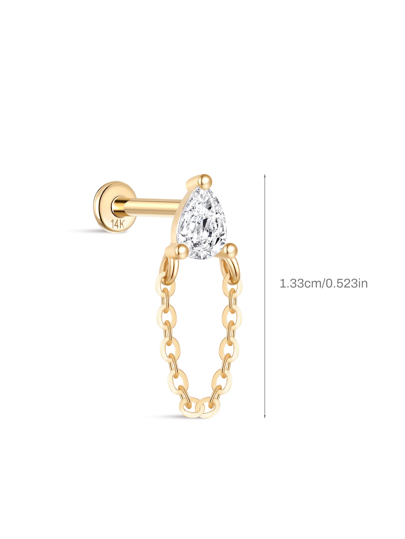 14k Solid Gold Crystal Dewdrop Tassel Stud-aurivna