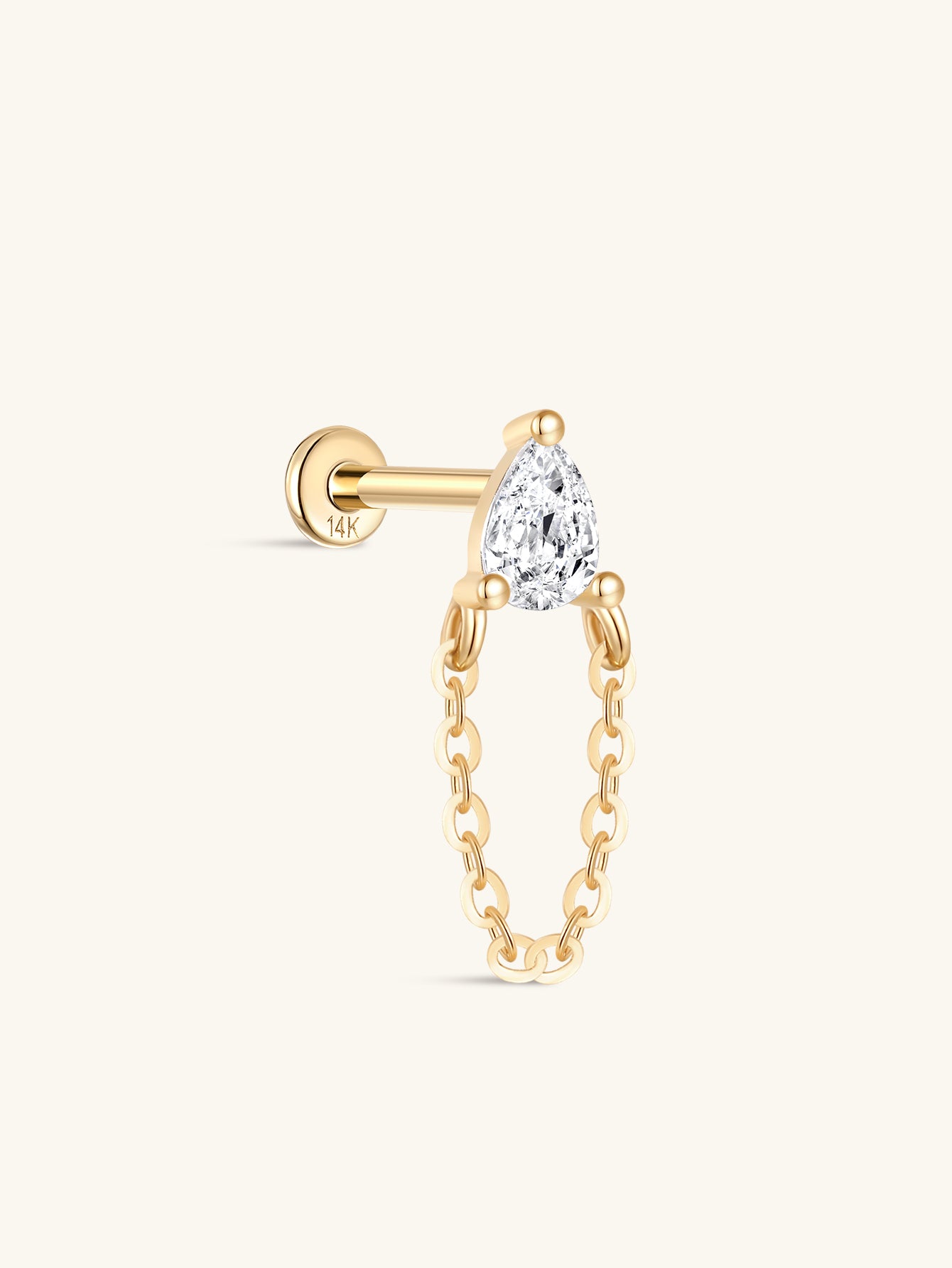14k Solid Gold Crystal Dewdrop Tassel Stud-aurivna