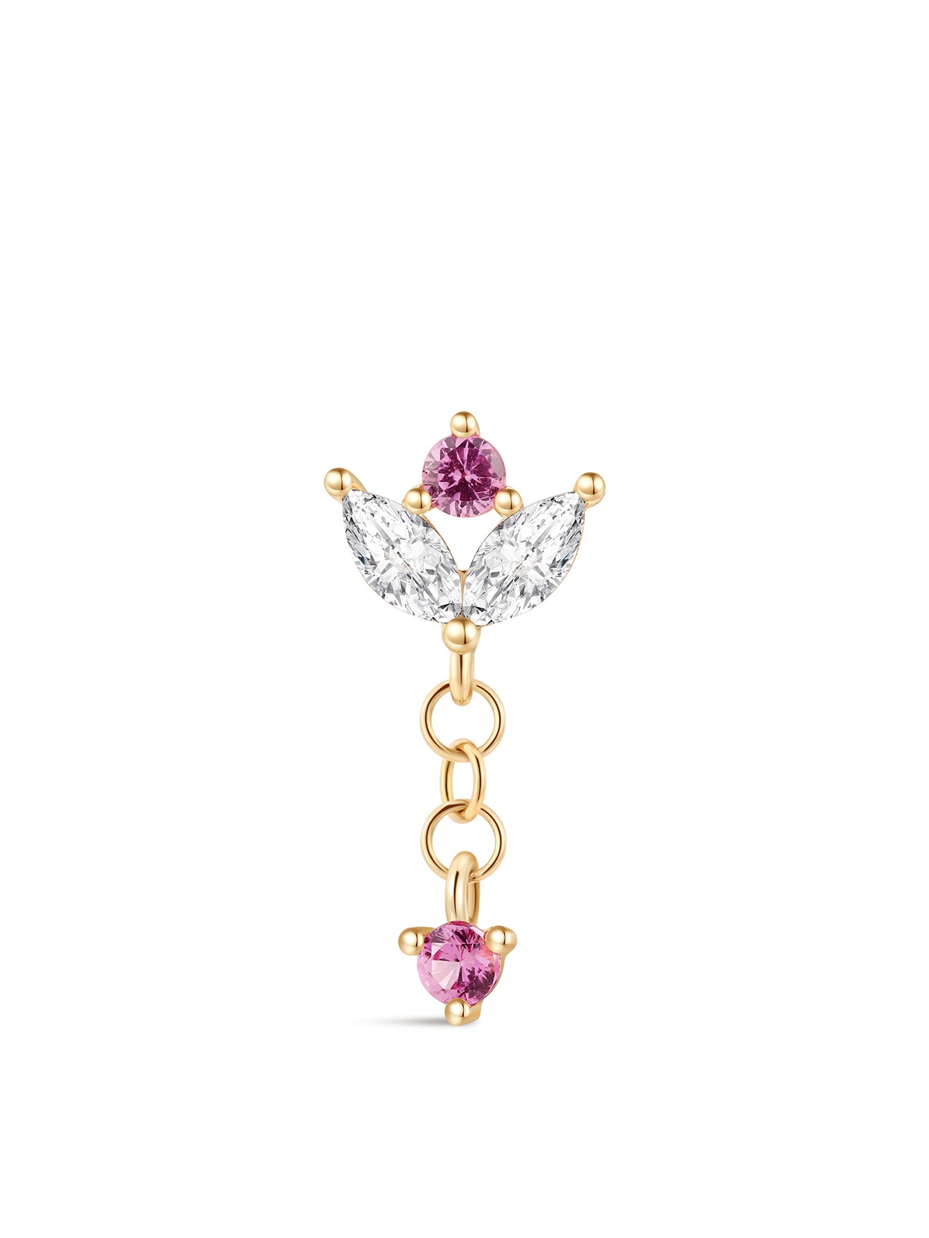 925 Sterling Silver Marquise Tassel Piercing Flatback Stud-aurivna