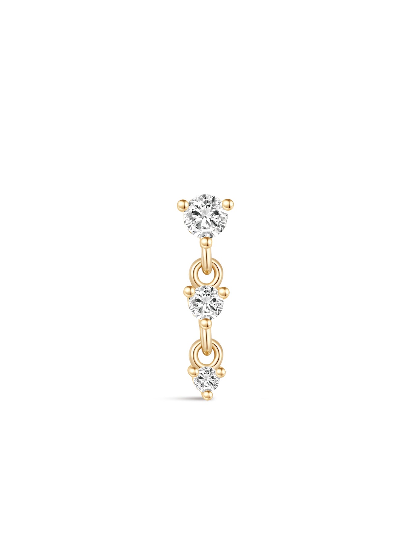 14k Solid Gold Single Row Prong Set Tassel Flatback Stud-aurivna