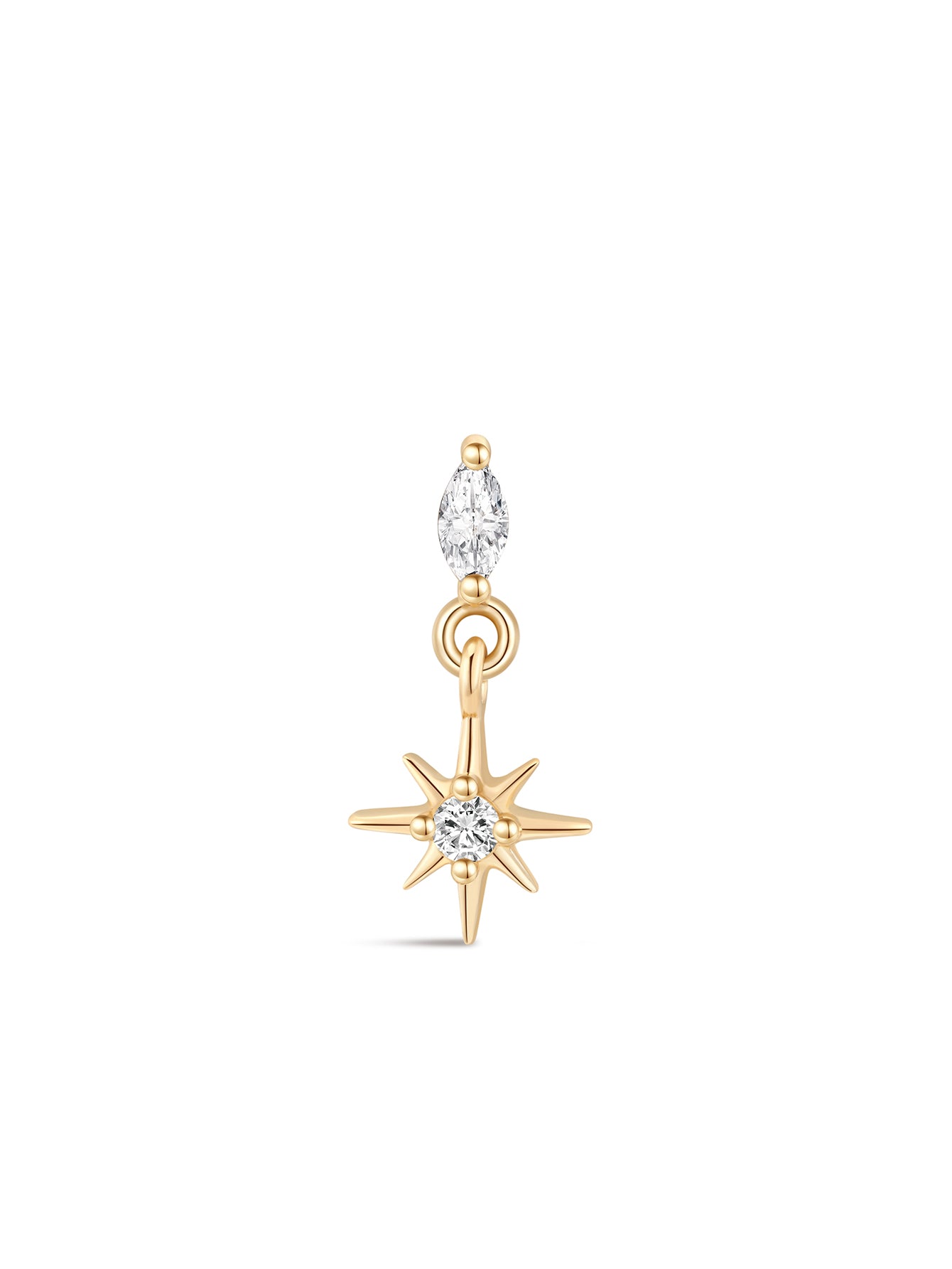 14K Solid Gold Marquise North Star Flatback Stud-aurivna