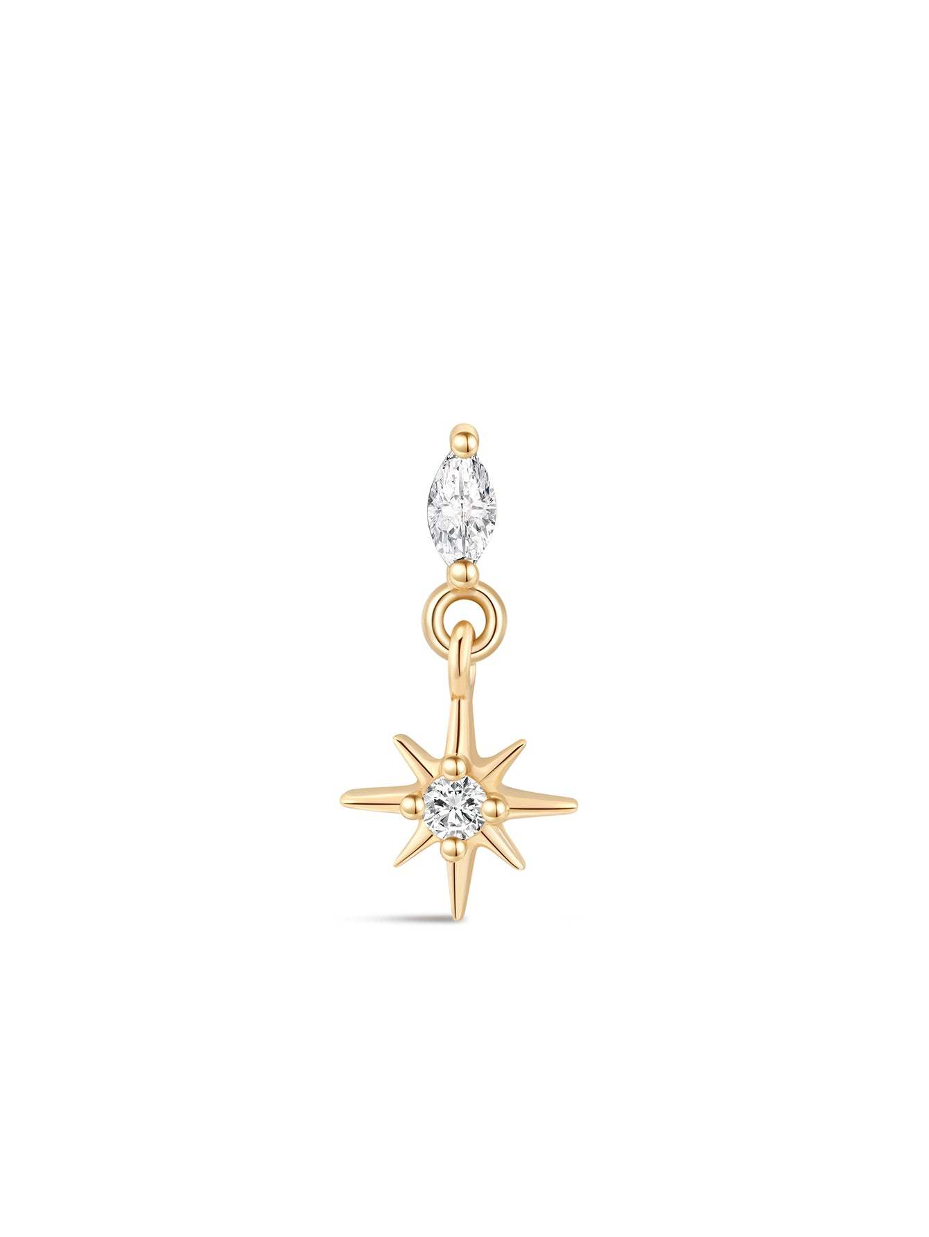 14K Solid Gold Marquise North Star Flatback Stud-aurivna