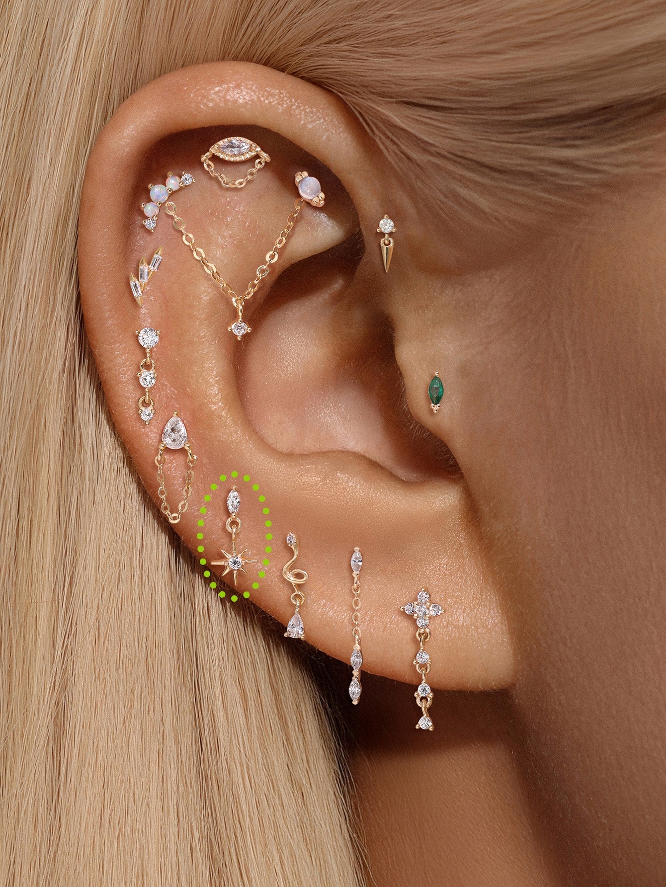 14K Solid Gold Marquise North Star Flatback Stud-aurivna