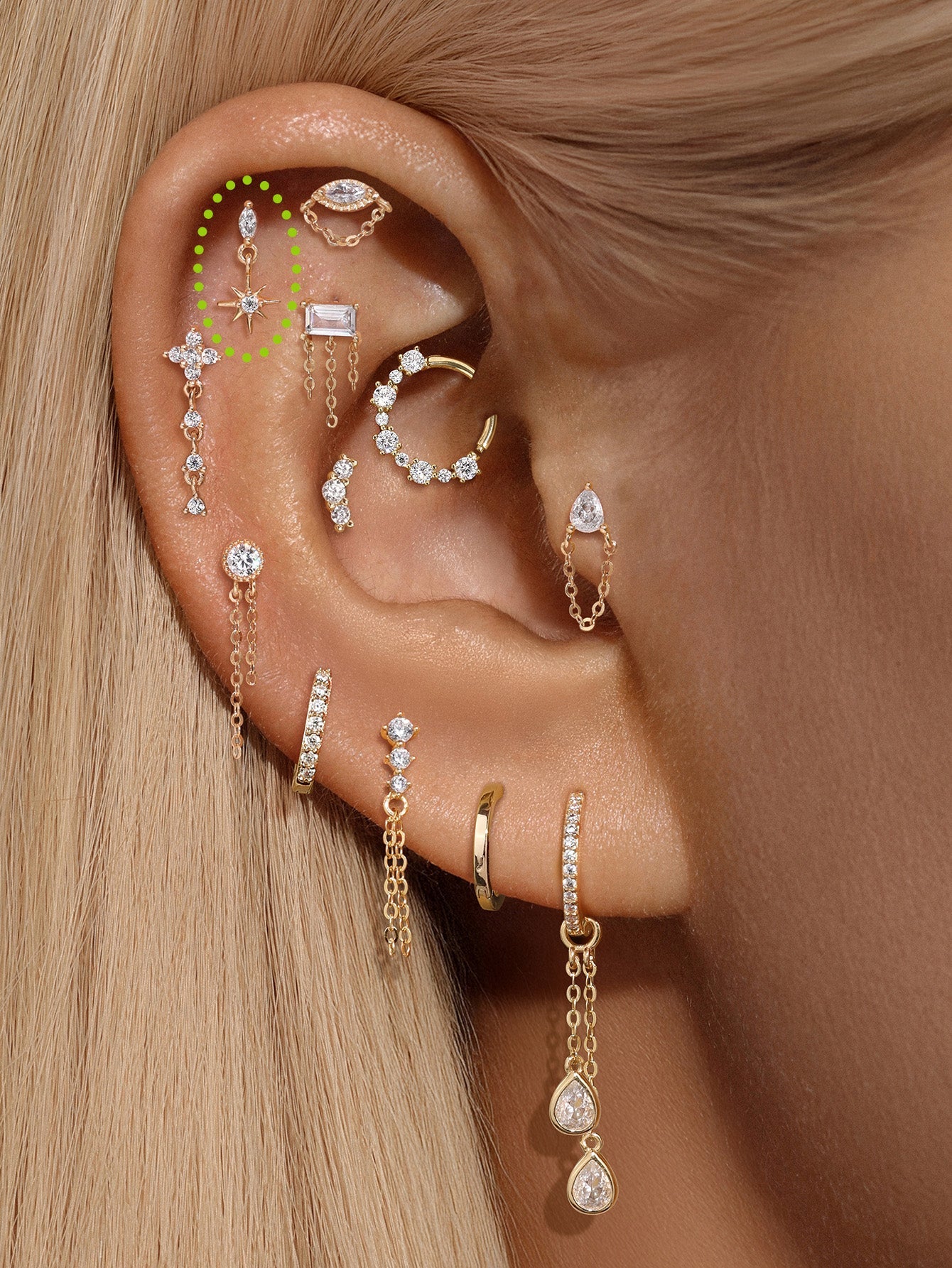 14K Solid Gold Marquise North Star Flatback Stud-aurivna