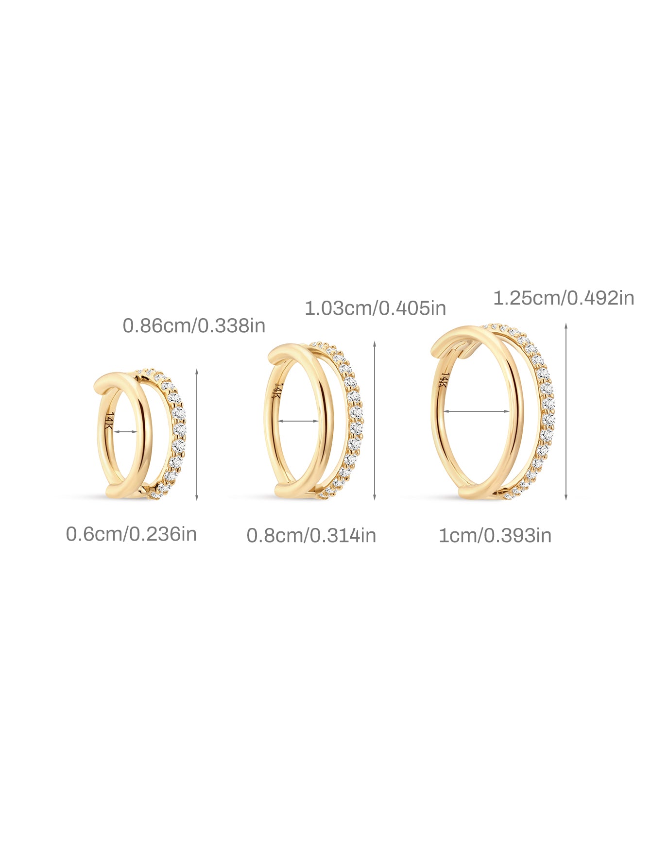 14K Solid Gold Double-layer Single Row Pave Hoop Earring-aurivna