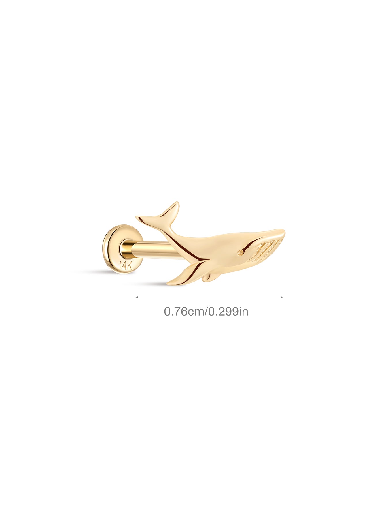 14K Solid Gold Whale Flatback-aurivna