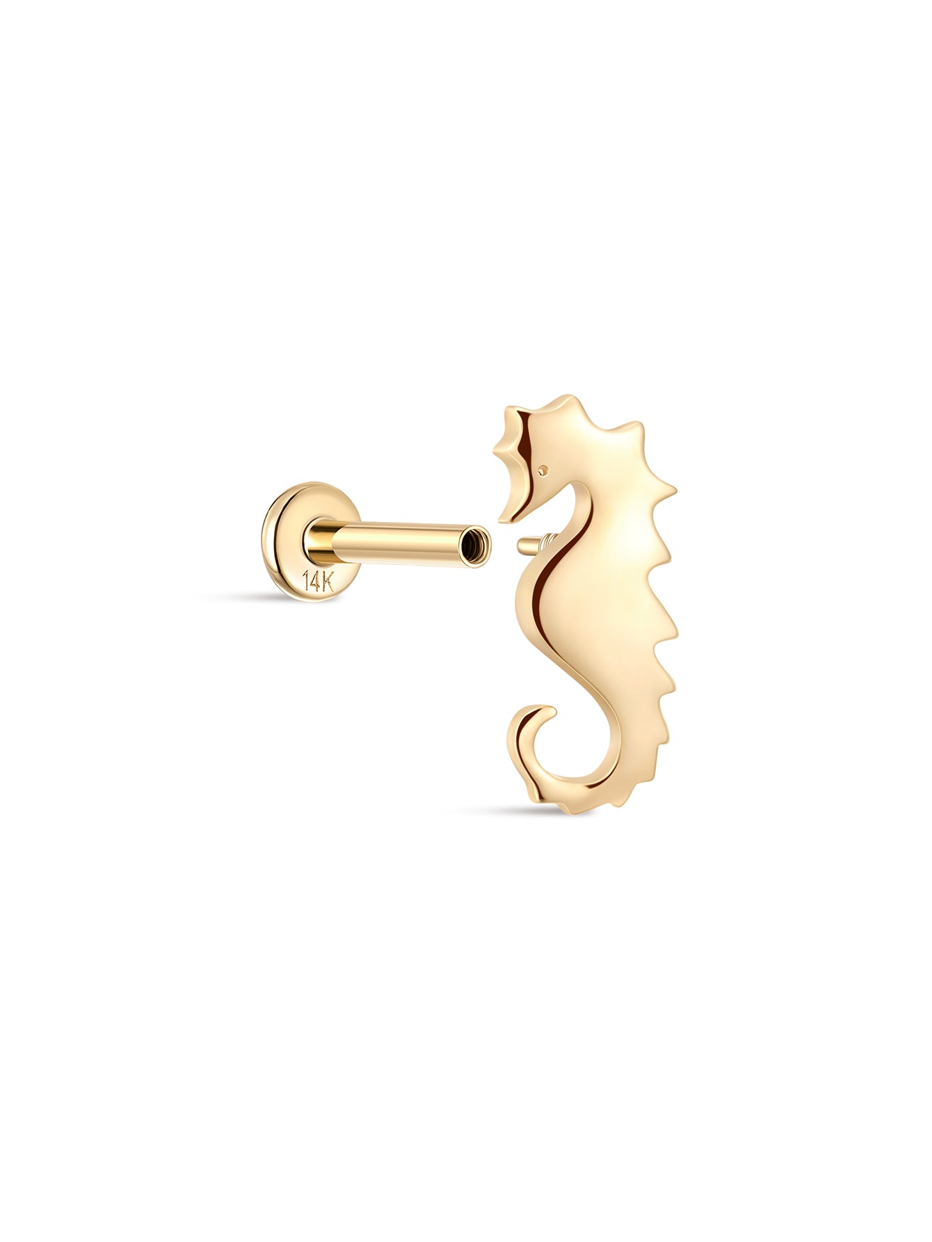 14K Solid Gold Seahorse Flatback-aurivna
