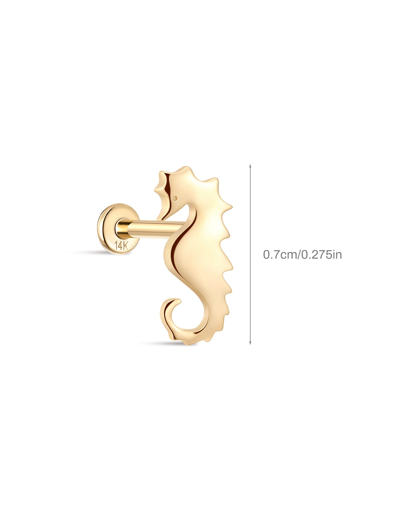 14K Solid Gold Seahorse Flatback-aurivna