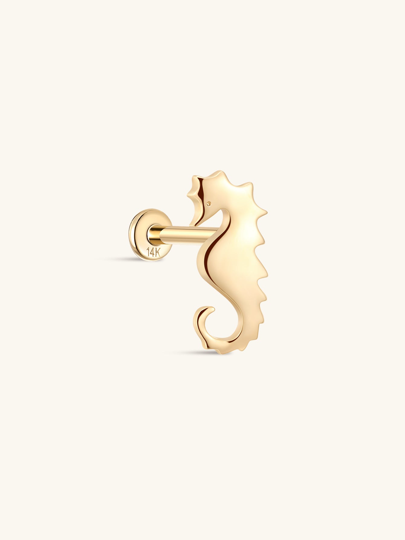 14K Solid Gold Seahorse Flatback-aurivna
