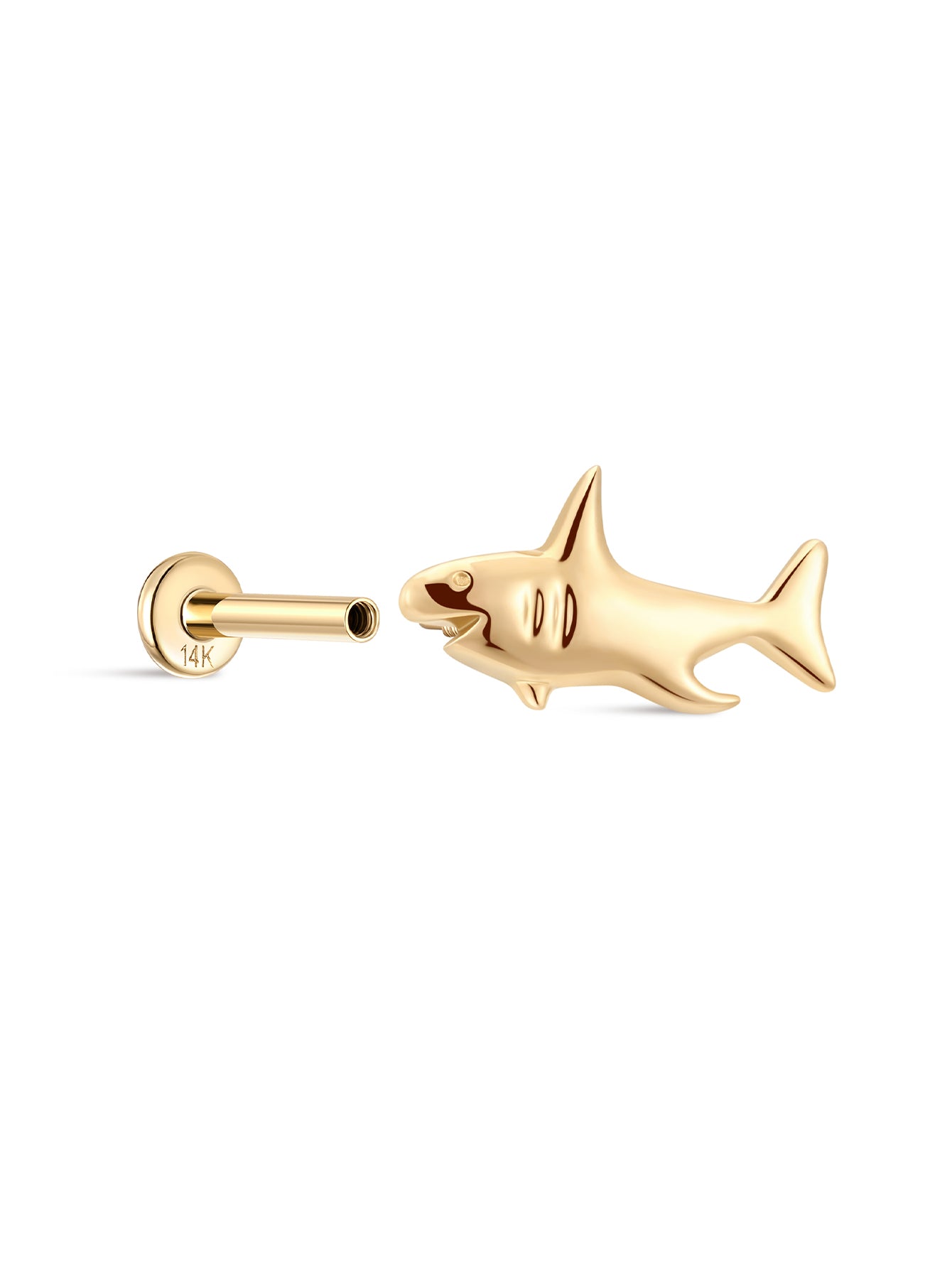 14K Solid Gold Shark Flatback-aurivna