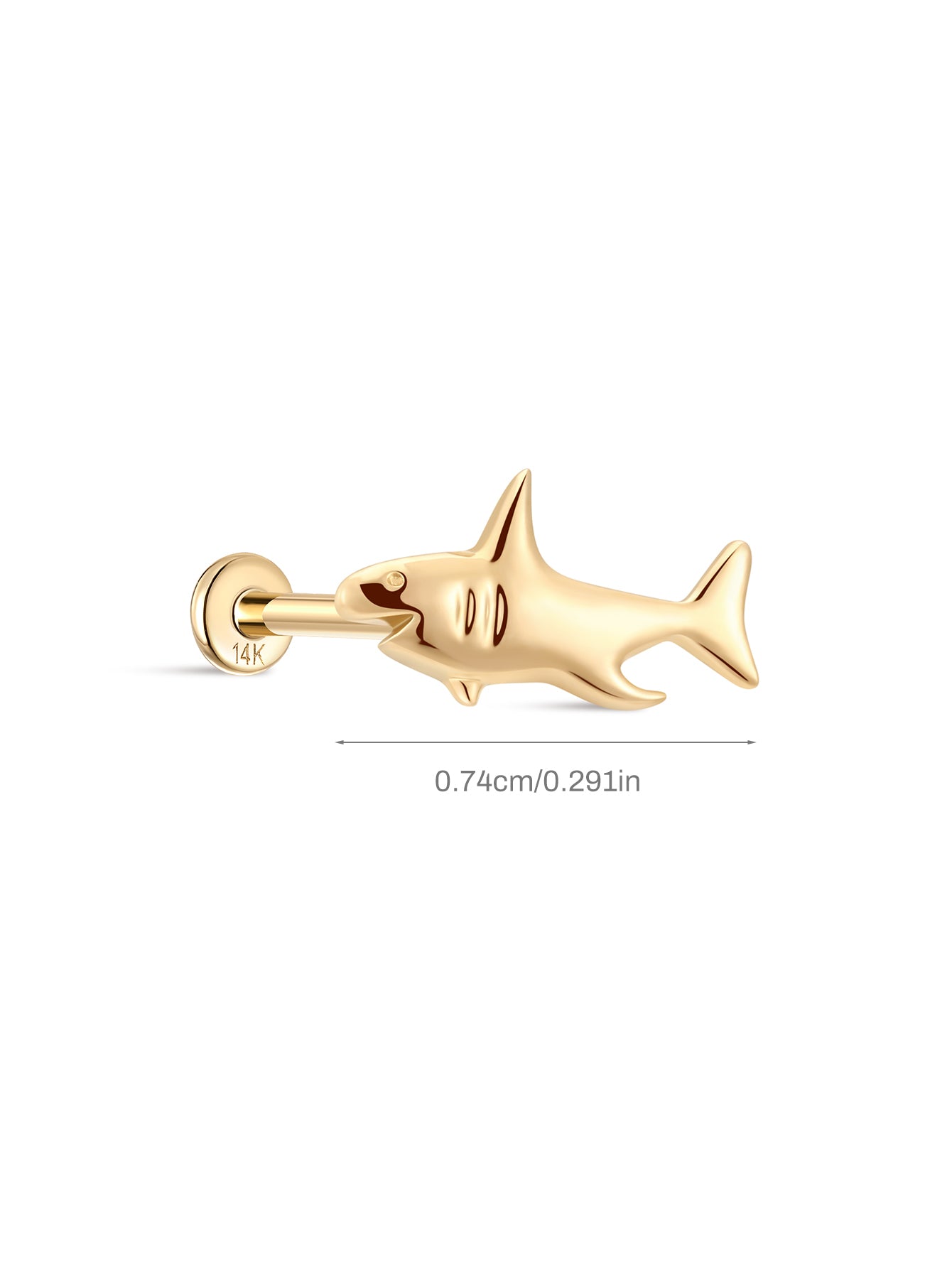 14K Solid Gold Shark Flatback-aurivna