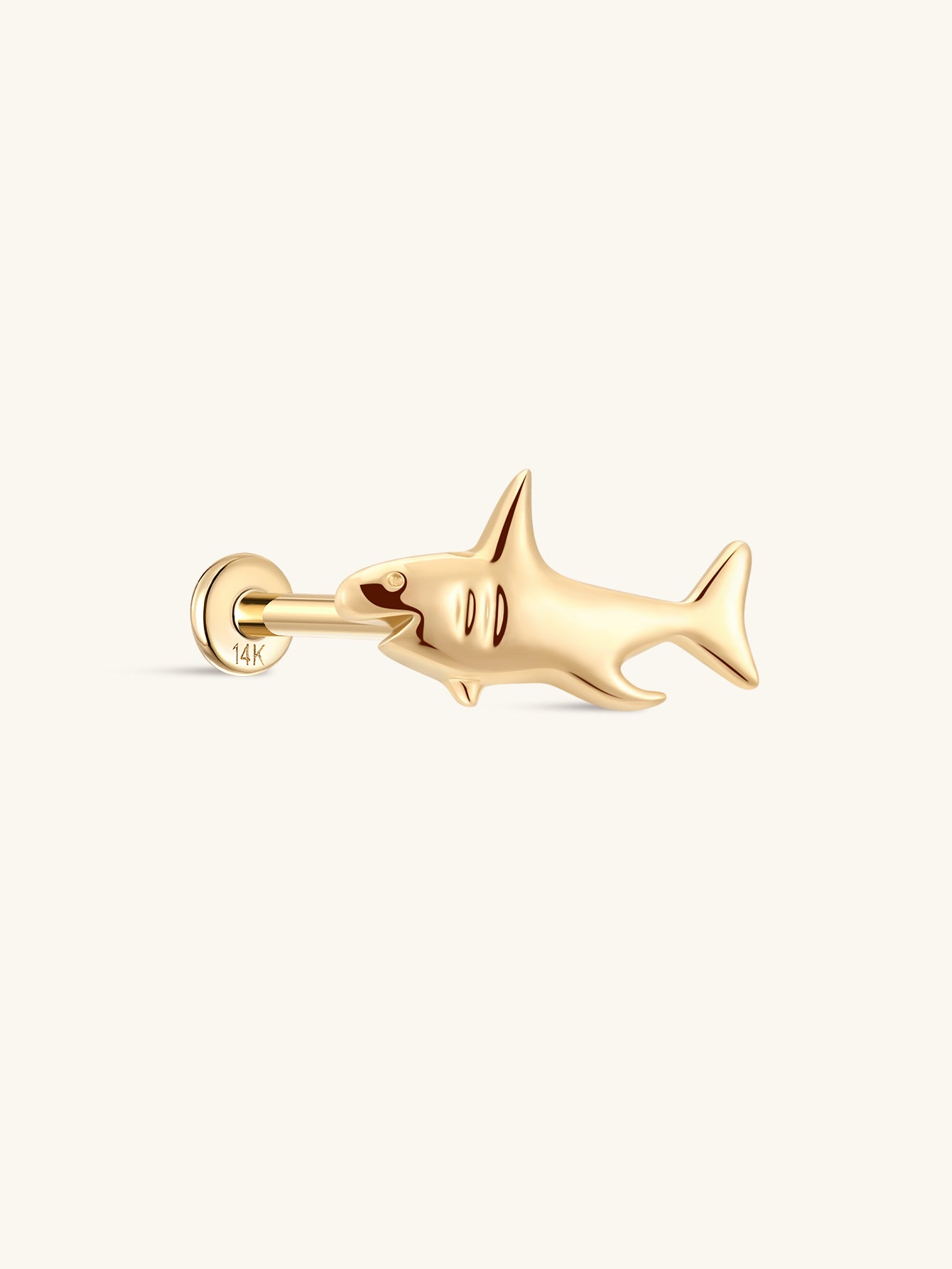 14K Solid Gold Shark Flatback-aurivna