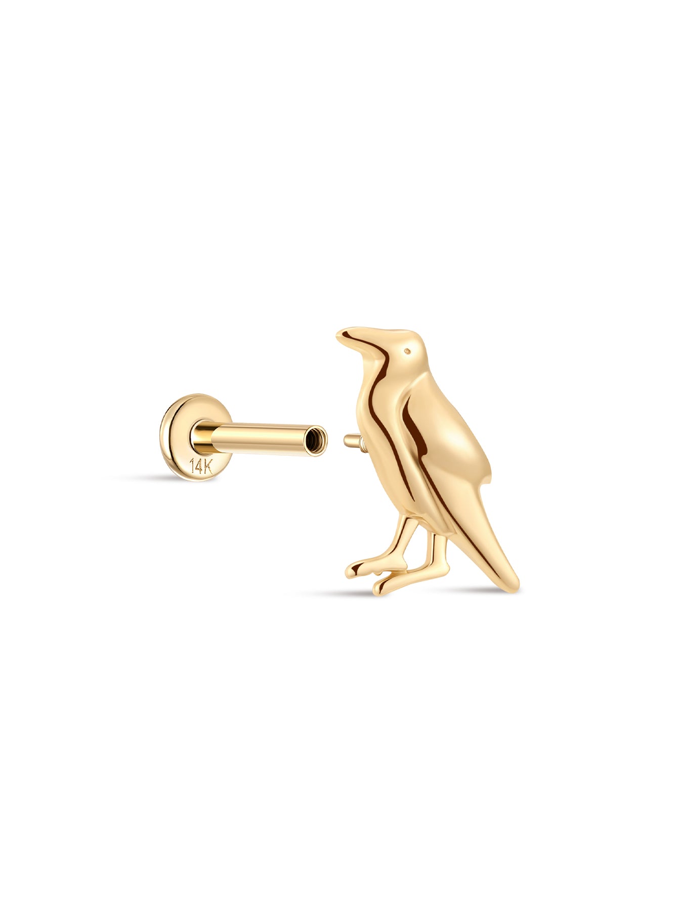 14K Solid Gold Bird Flatback-aurivna