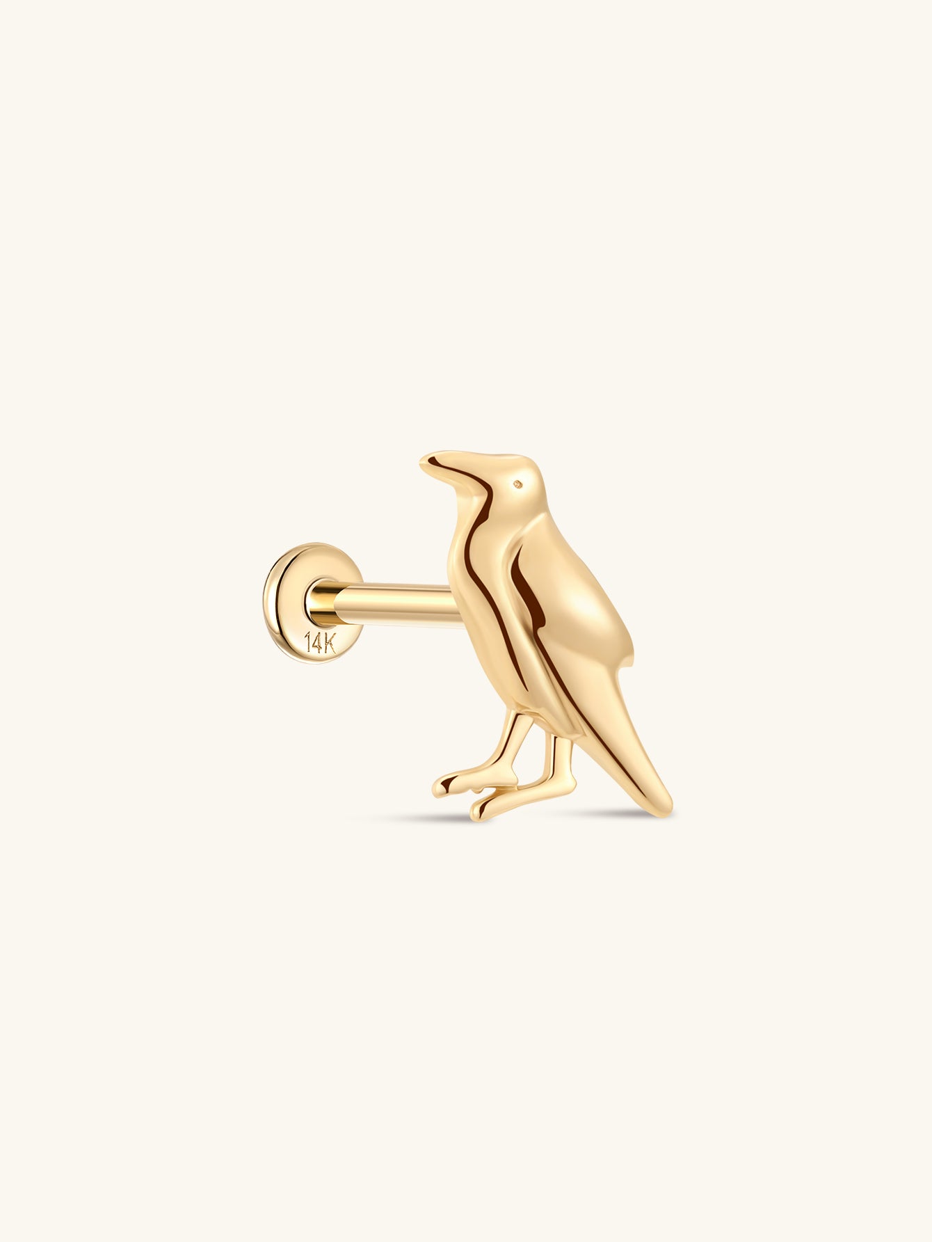 14K Solid Gold Bird Flatback-aurivna