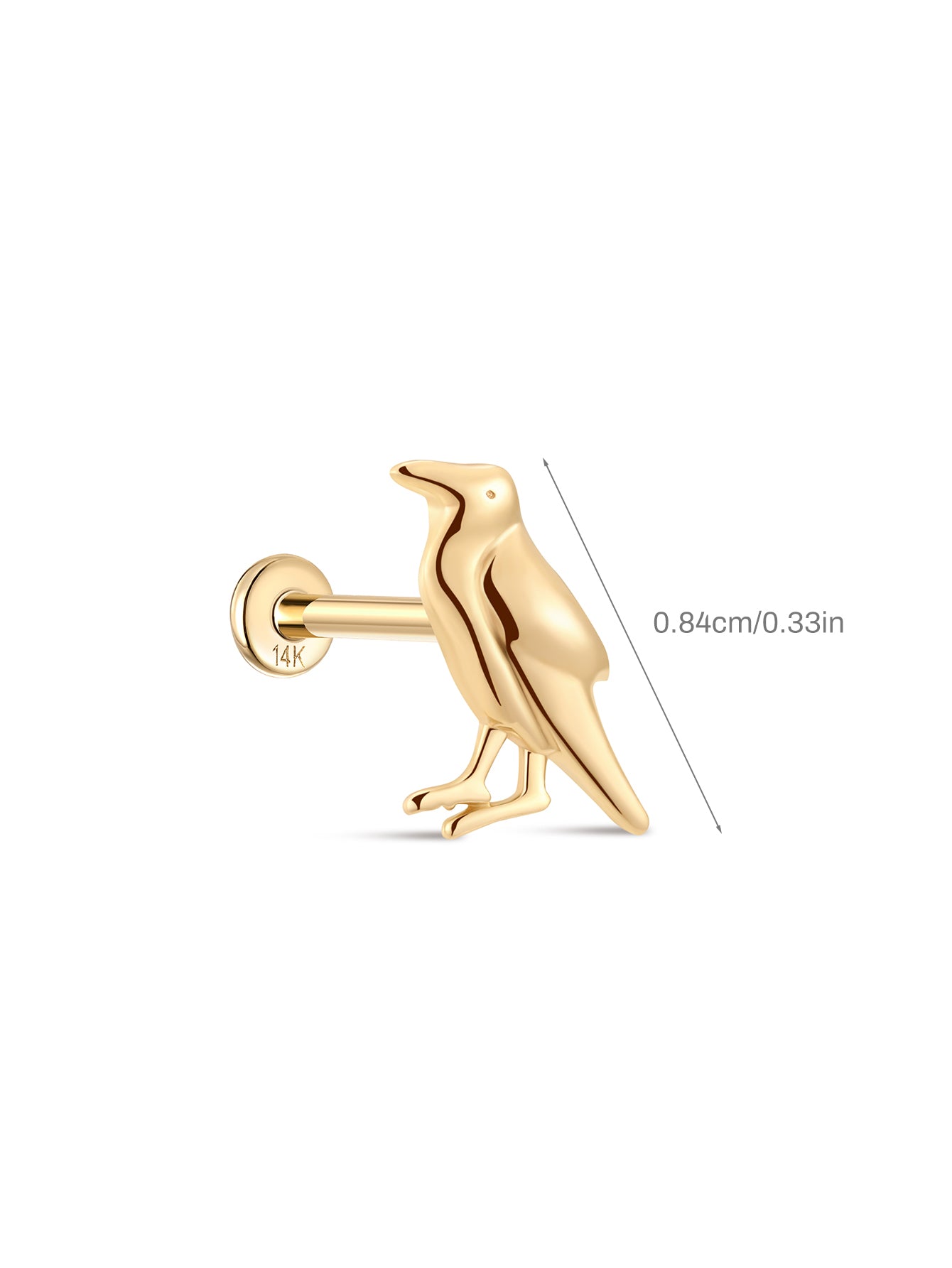 14K Solid Gold Bird Flatback-aurivna