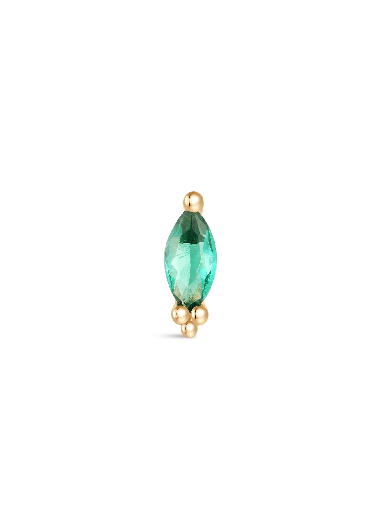 14K Solid Gold Green Marquise Flatback Stud-aurivna