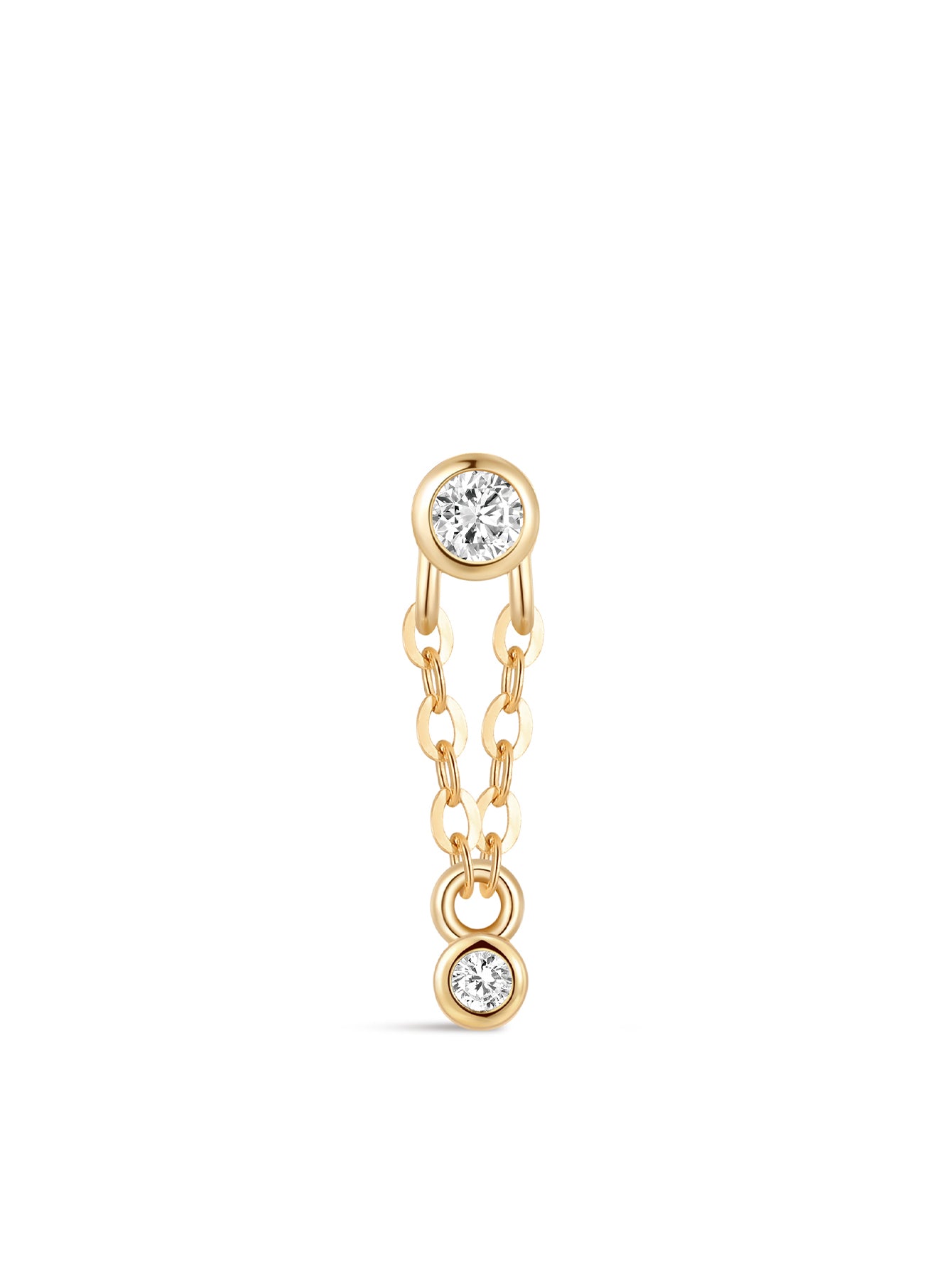 14K Solid Gold Double Bezel Chain Flatback Stud-aurivna