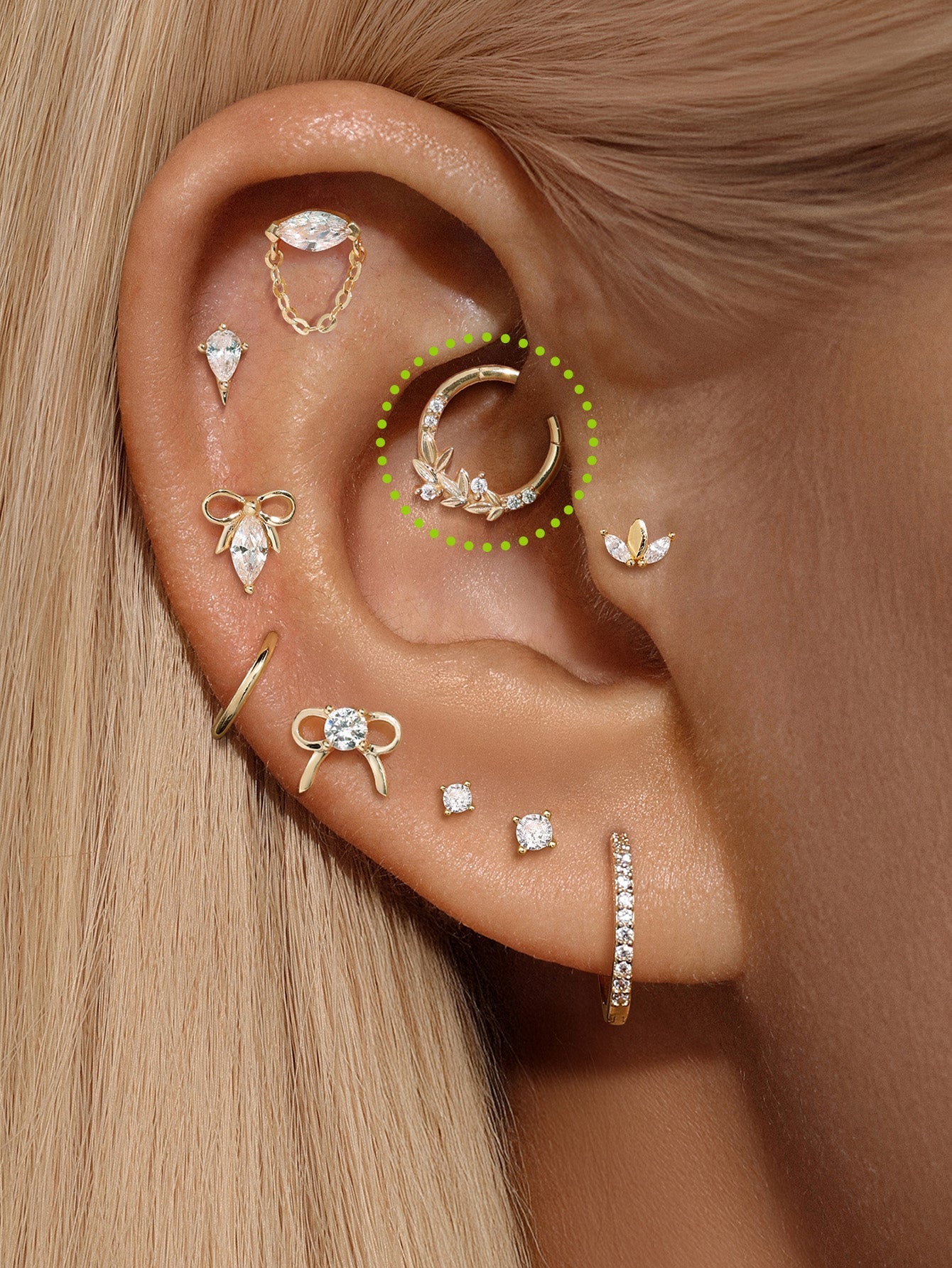 925 Sterling Silver Flower Cartilage Hoop Earring-aurivna
