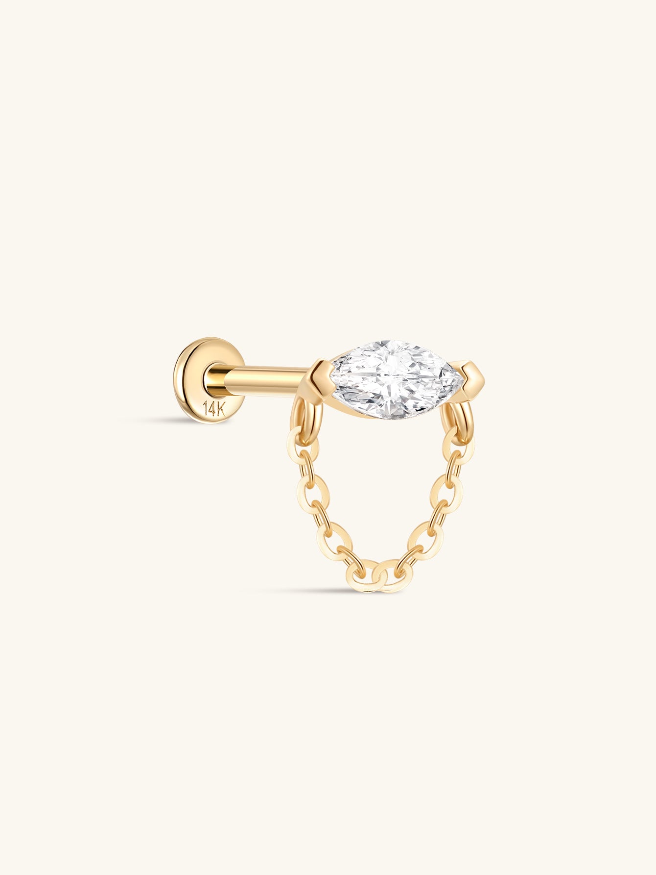 925 Sterling Silver Marquise Tassel Ear Piercing Stud-aurivna