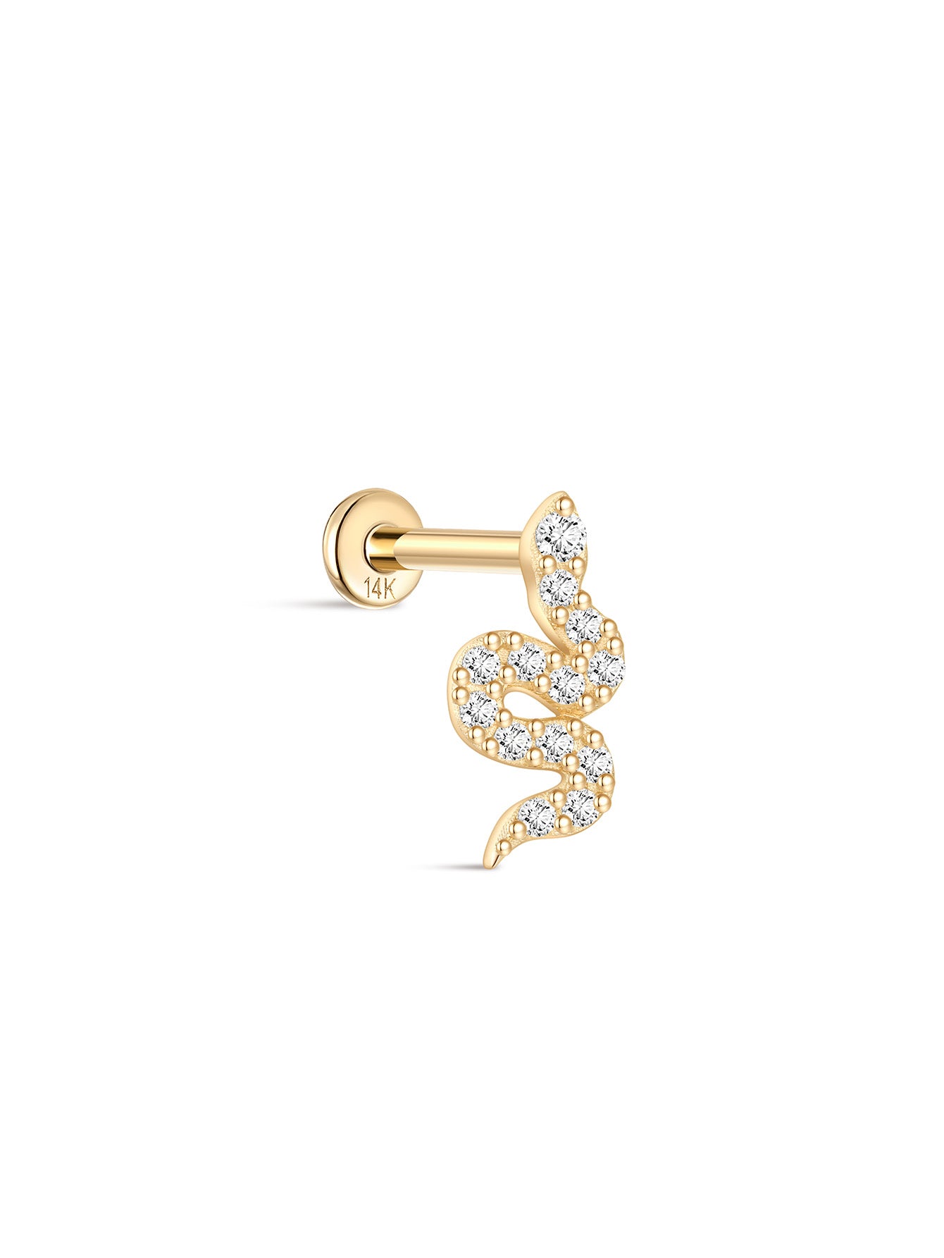 14K Solid Gold Snake Flatback-aurivna