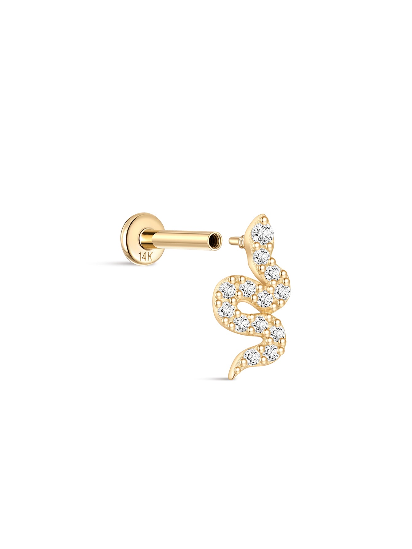14K Solid Gold Snake Flatback-aurivna