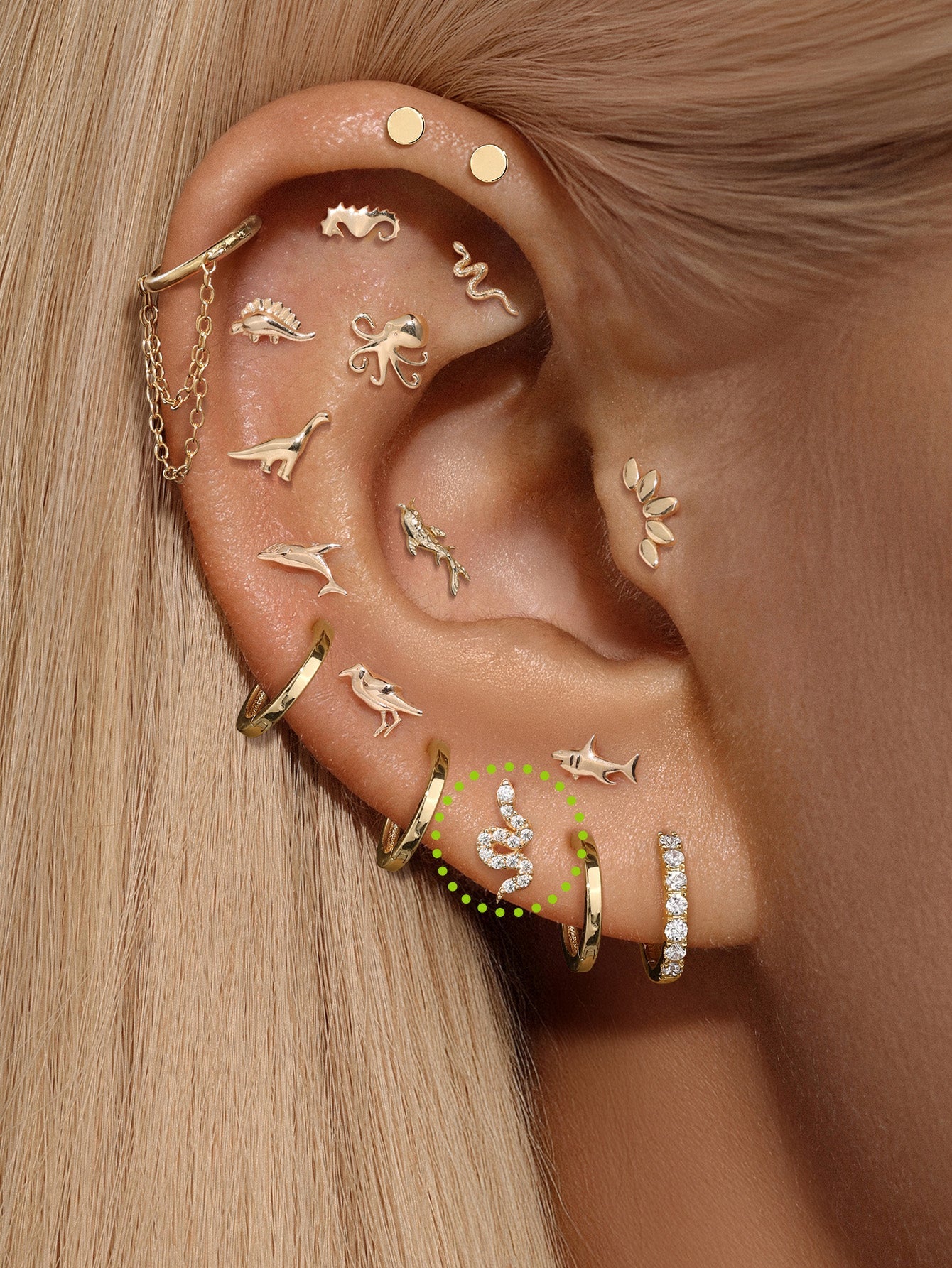 14K Solid Gold Snake Flatback-aurivna
