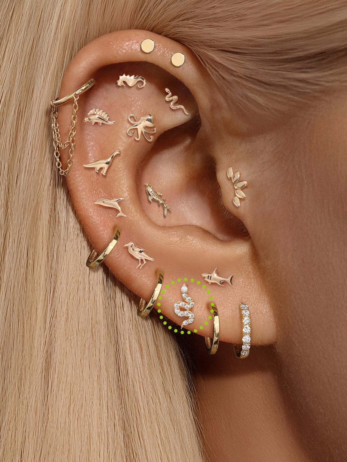 14K Solid Gold Snake Flatback-aurivna