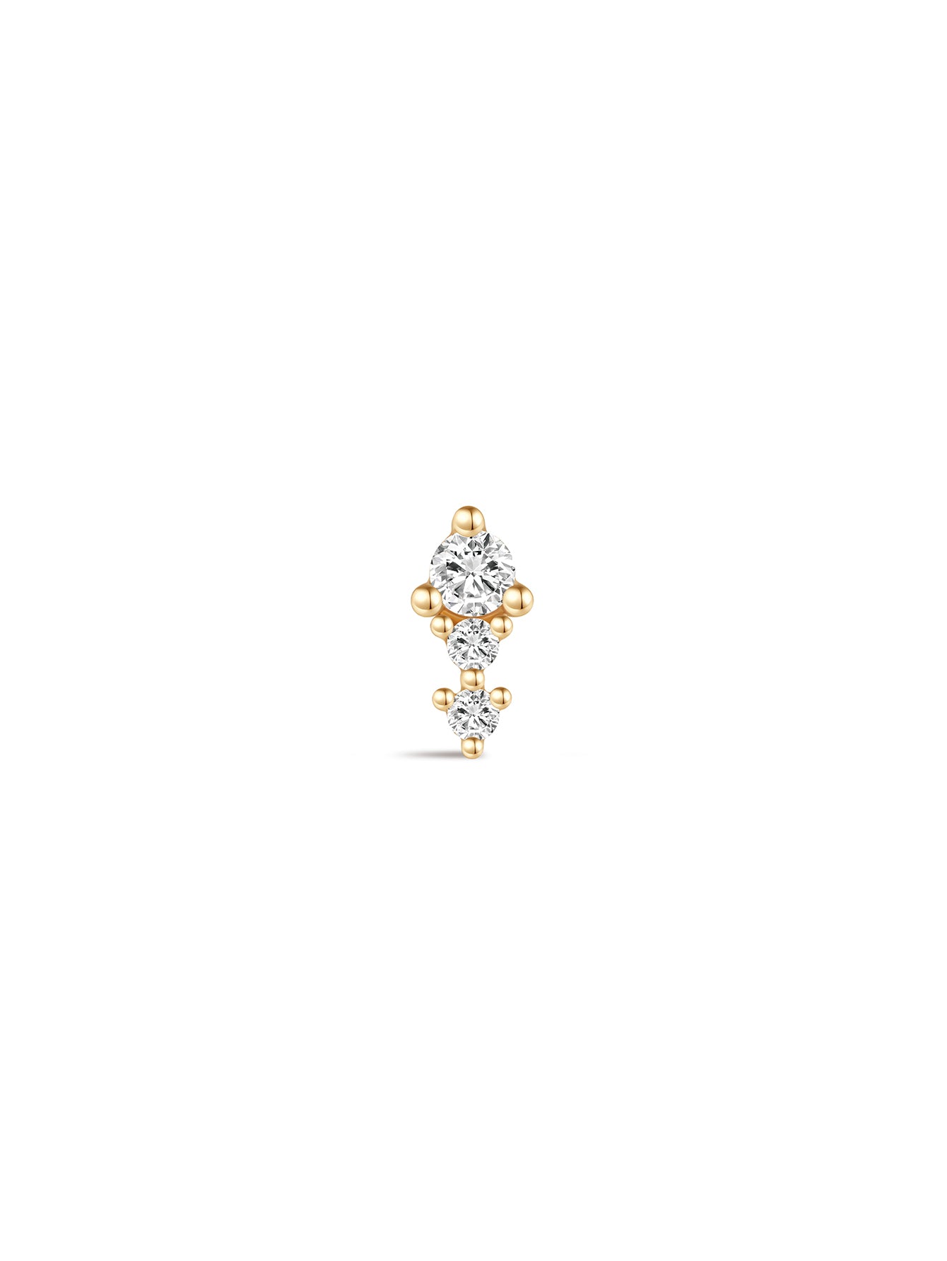 925 Sterling Silver Single Row Ear Piercing Stud-aurivna