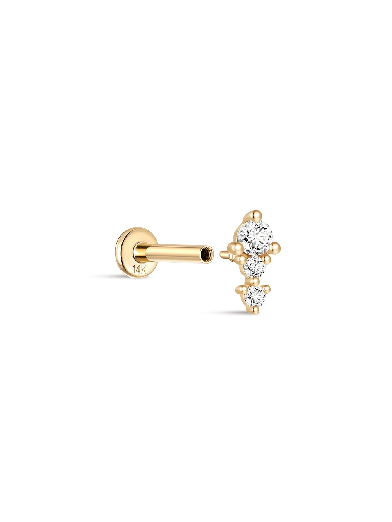 925 Sterling Silver Single Row Ear Piercing Stud-aurivna