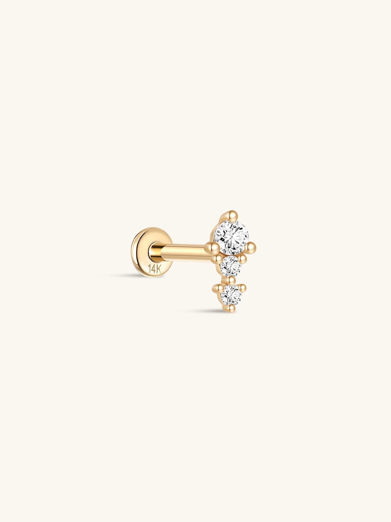 925 Sterling Silver Single Row Ear Piercing Stud-aurivna