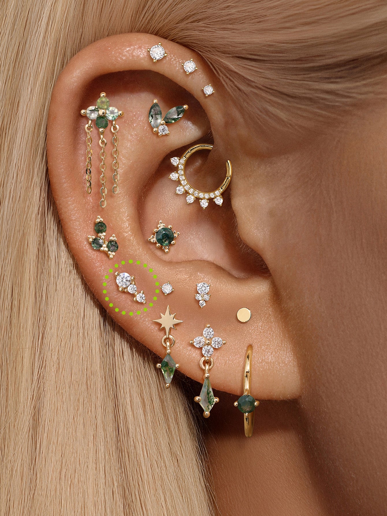 925 Sterling Silver Single Row Ear Piercing Stud-aurivna