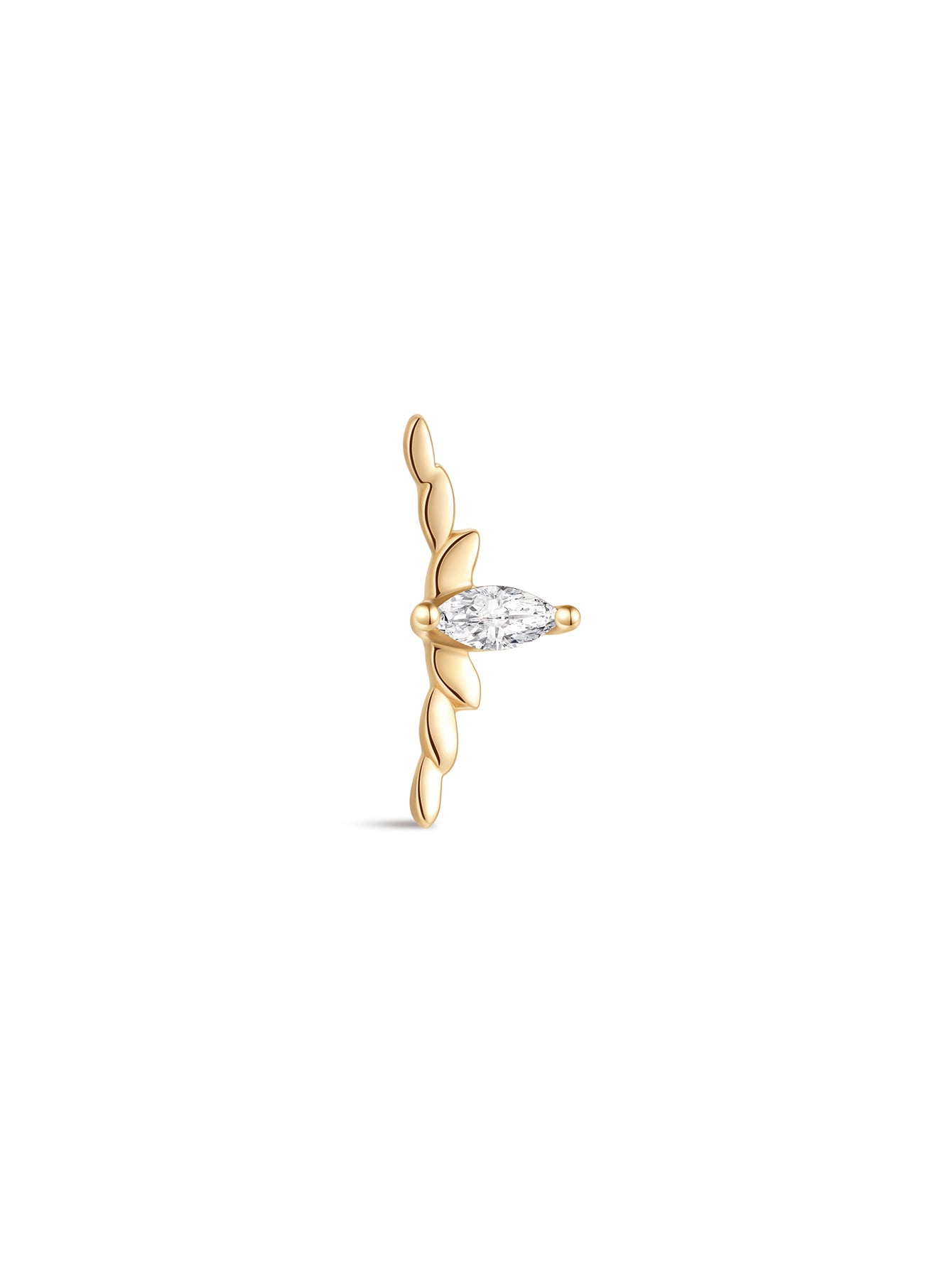 925 Sterling Silver Classic Marquise Polished Ear Piercing Stud-aurivna