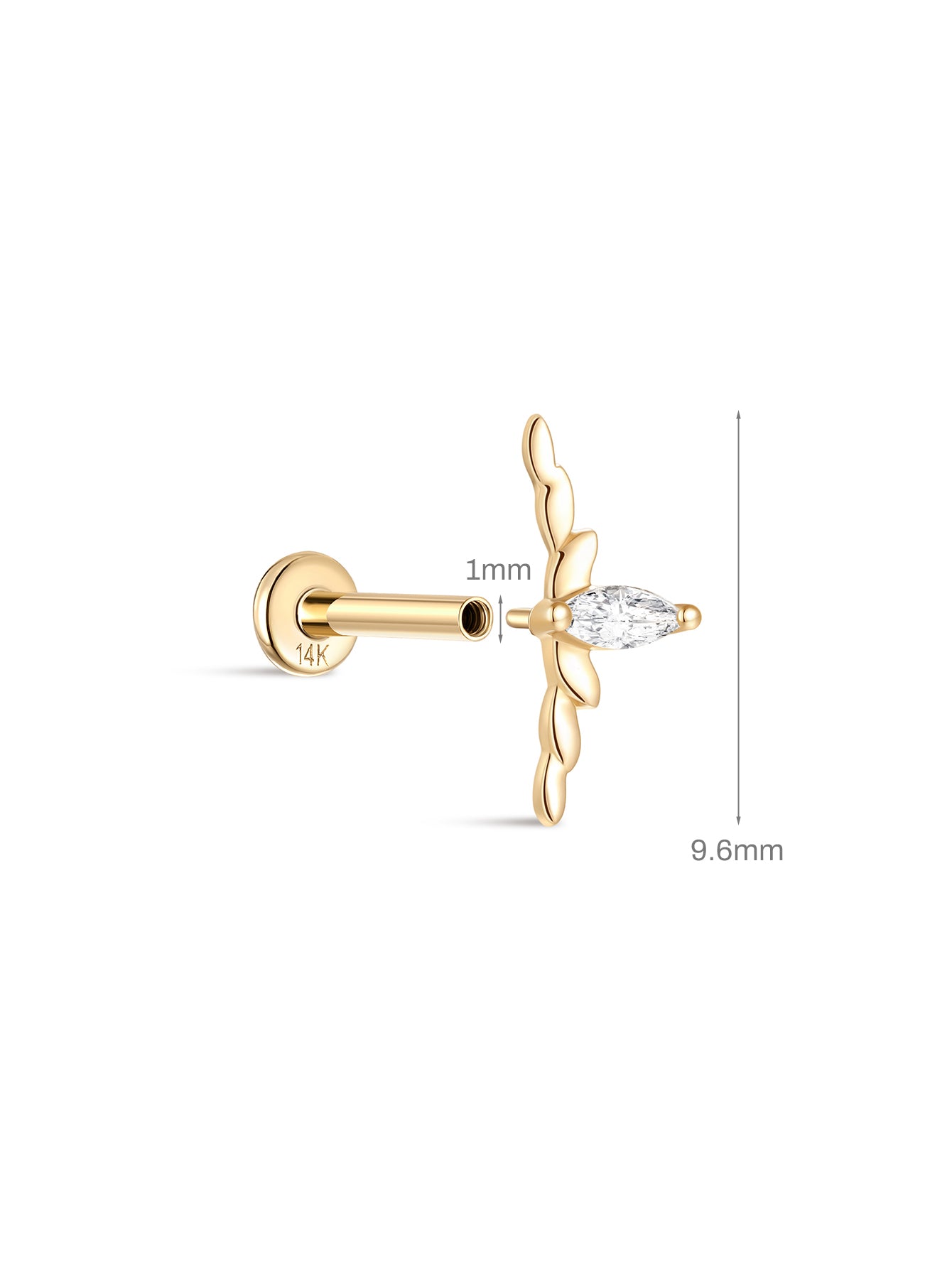 925 Sterling Silver Classic Marquise Polished Ear Piercing Stud-aurivna