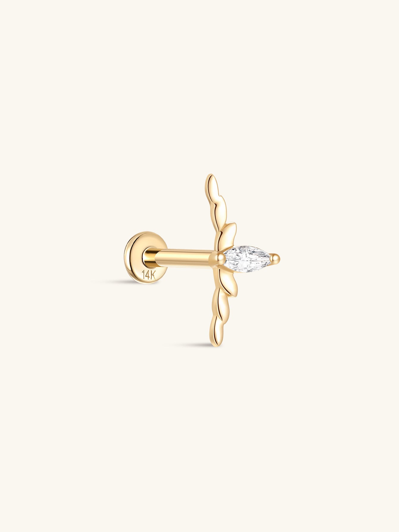 925 Sterling Silver Classic Marquise Polished Ear Piercing Stud-aurivna