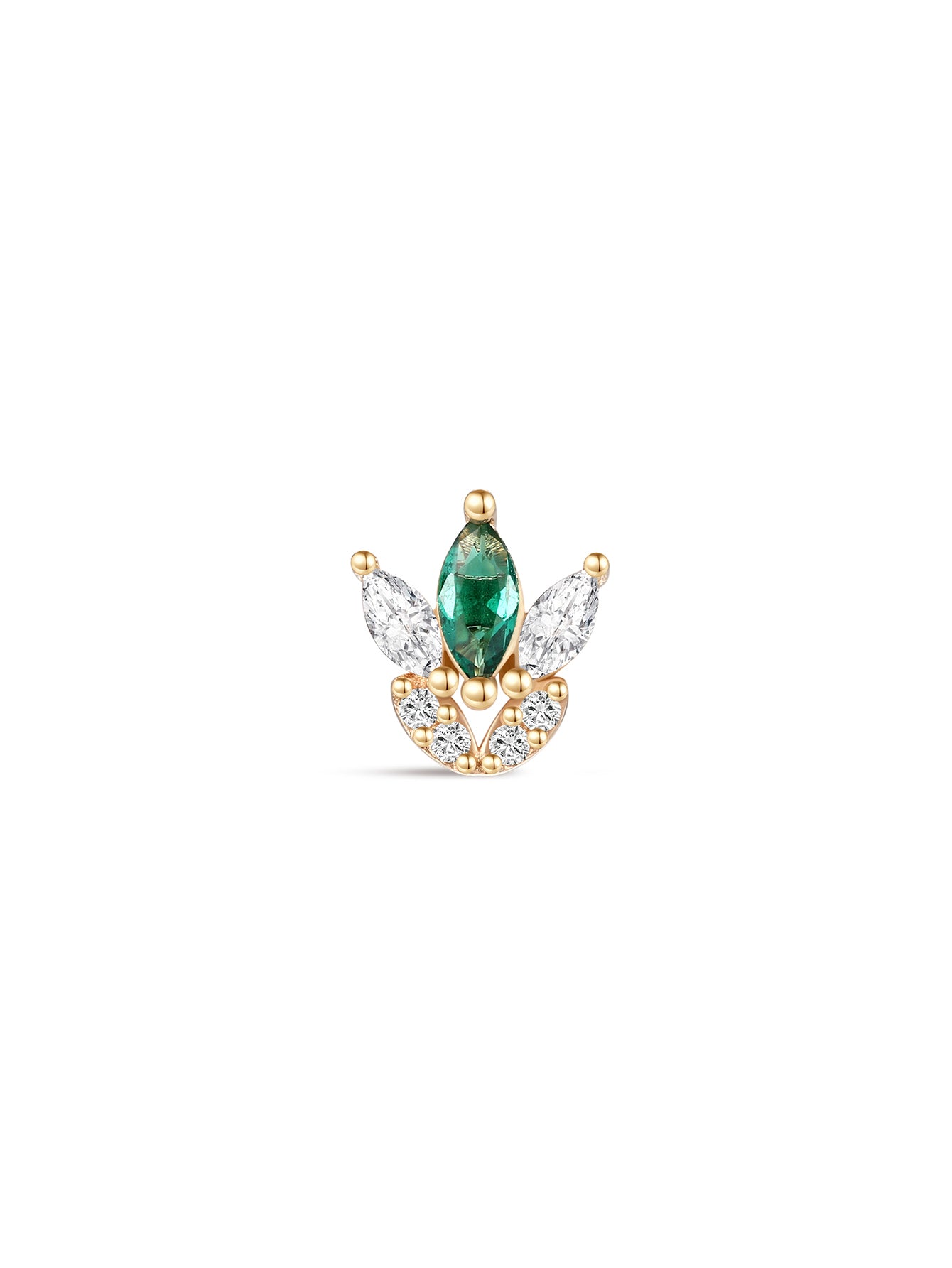 14K Solid Gold Marquise Green Flatback Stud-aurivna