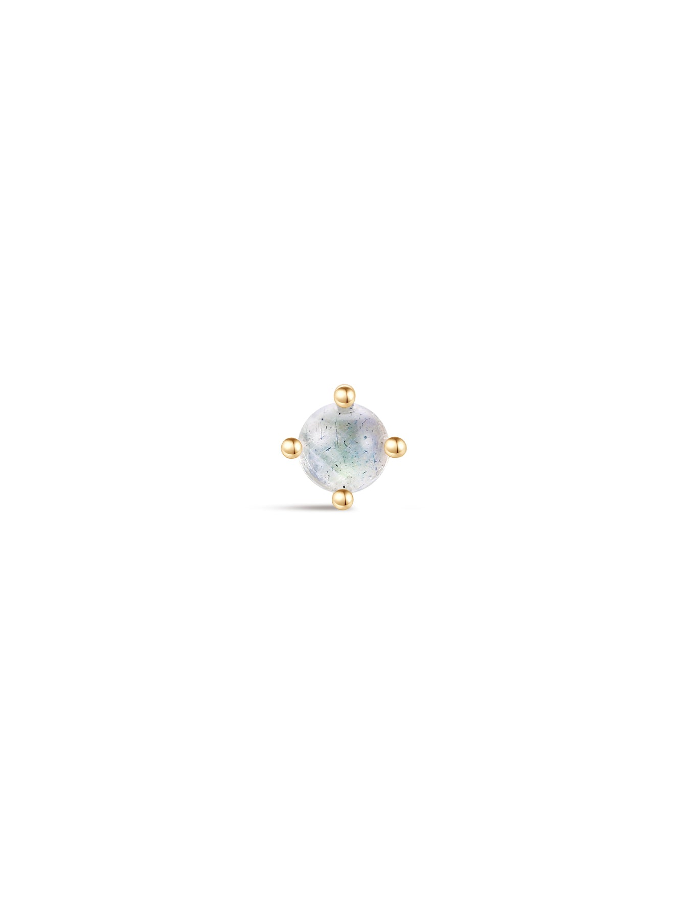 14K Solid Gold Micro Moonstone Flatback Stud-aurivna