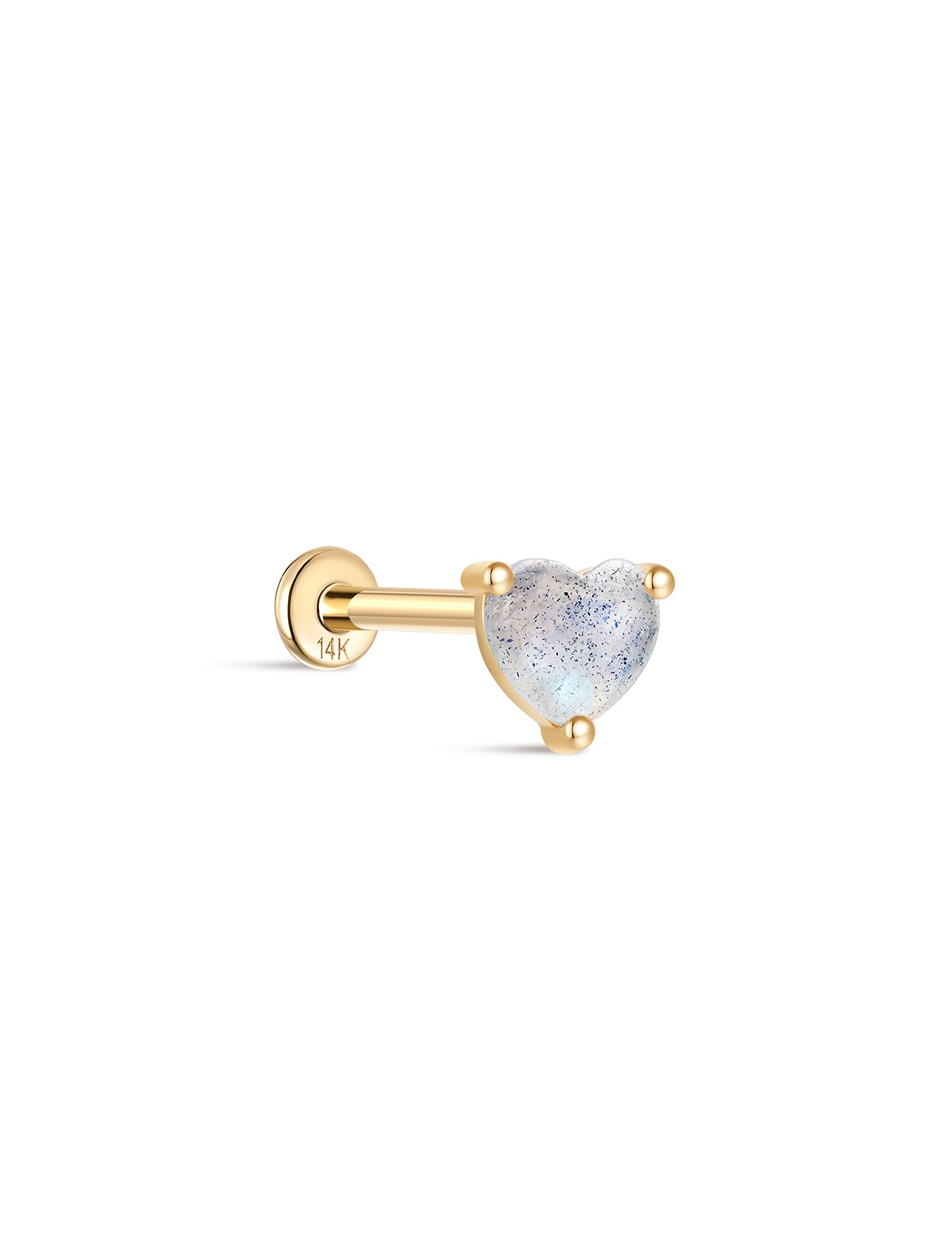 14K Solid Gold Love Moonstone Flatback Stud-aurivna