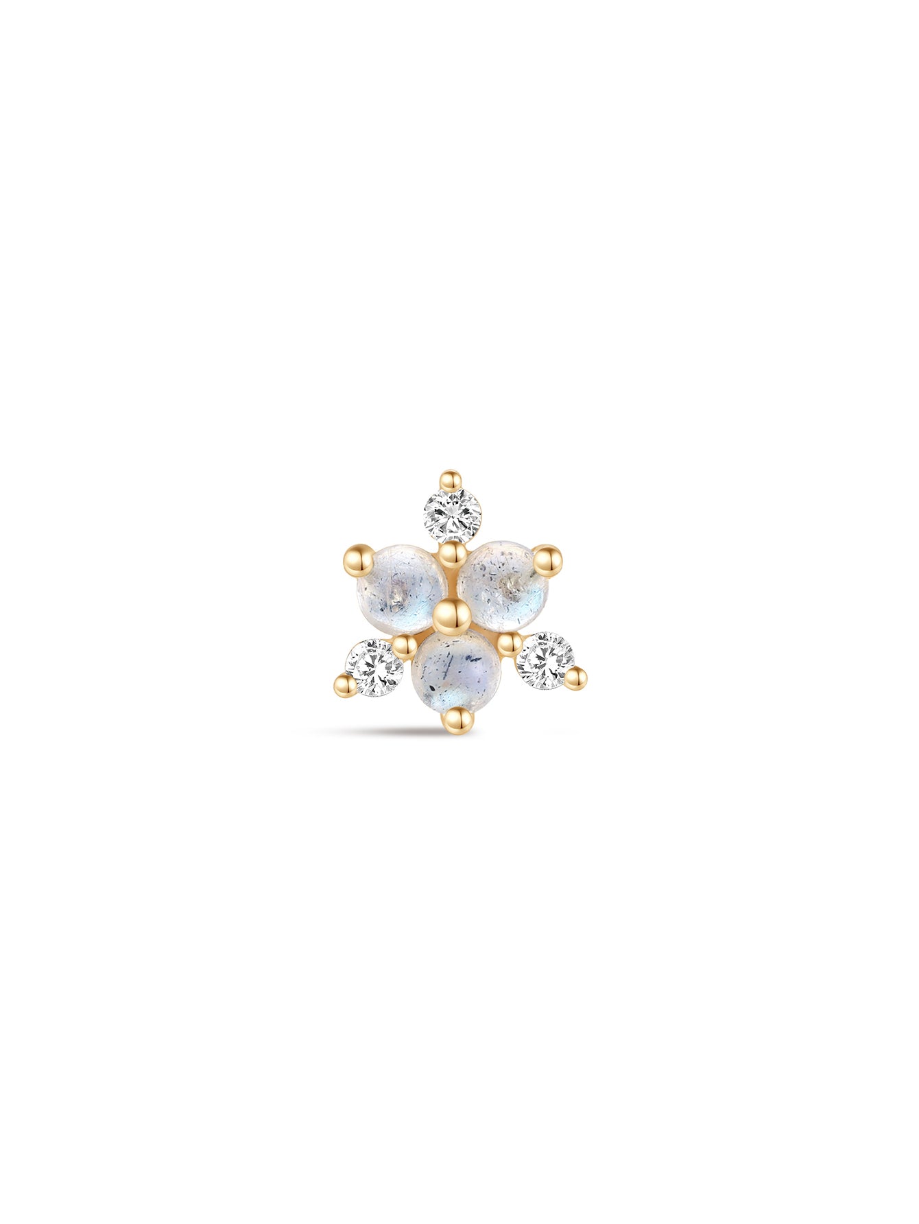 14K Solid Gold Geometric Moonstone Flatback Stud-aurivna
