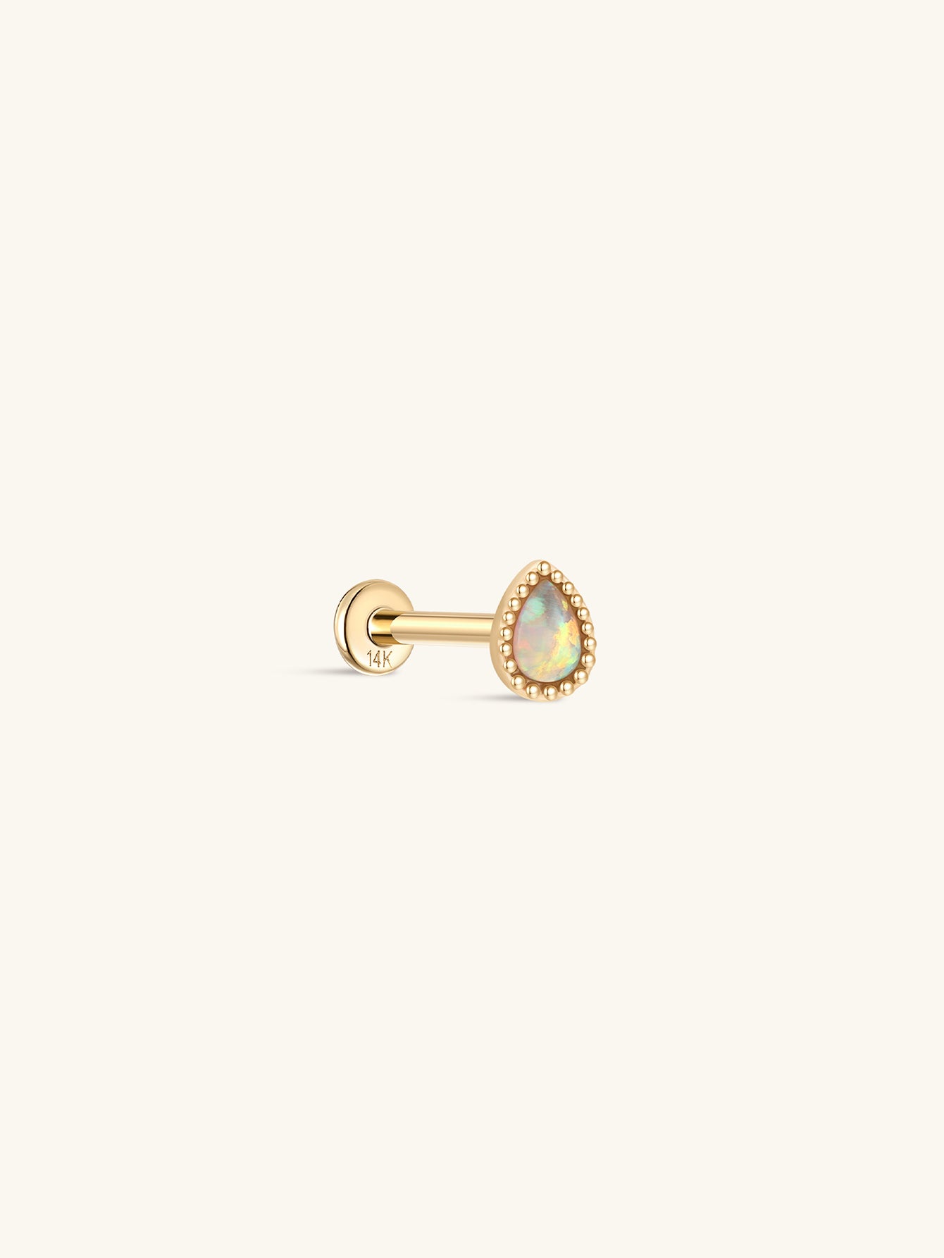 925 Sterling Silver Teardrop Opal Classic Flatback Piercing Stud Earrings-aurivna