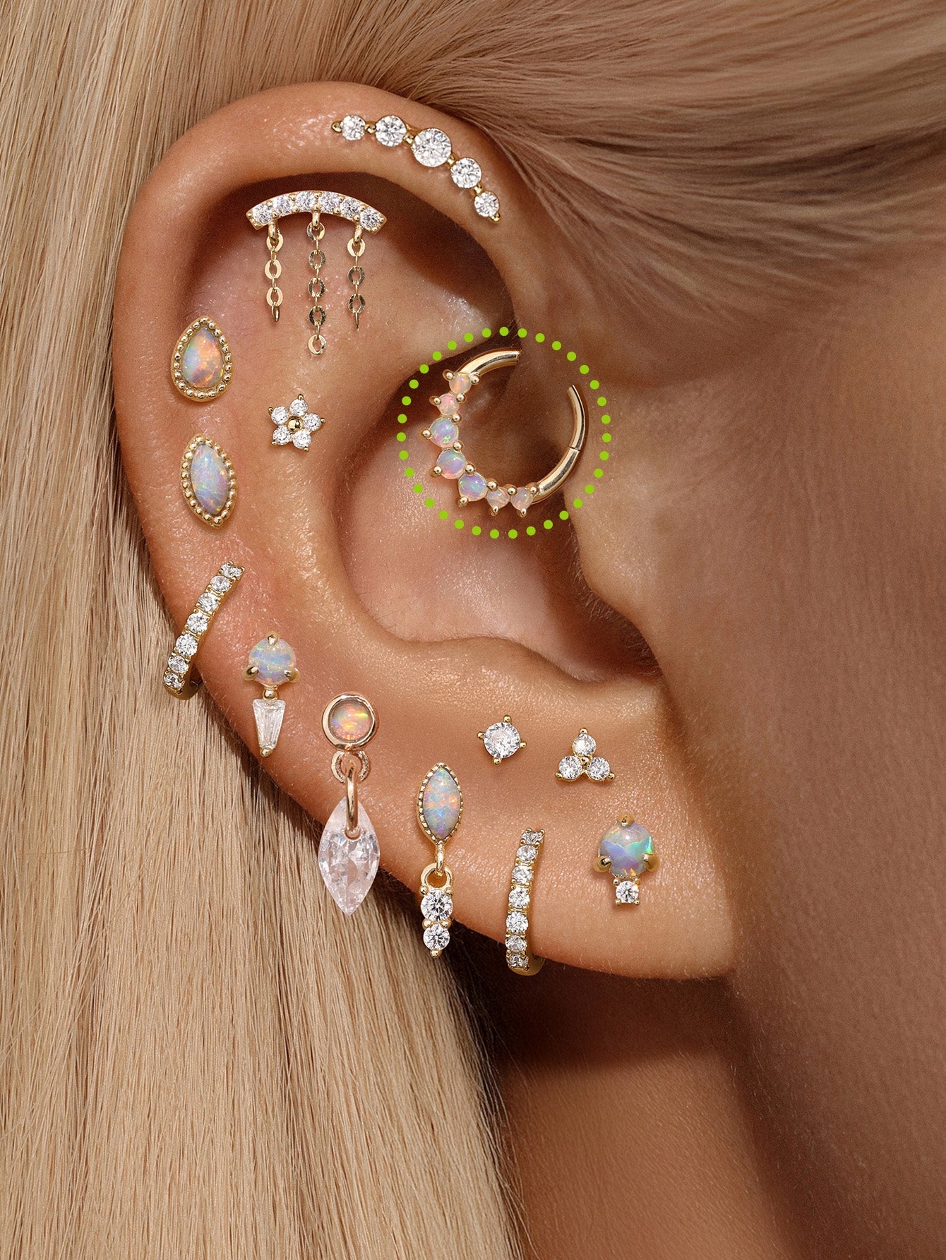 925 Sterling Silver Opal Prong Ear Ring Hoop-aurivna