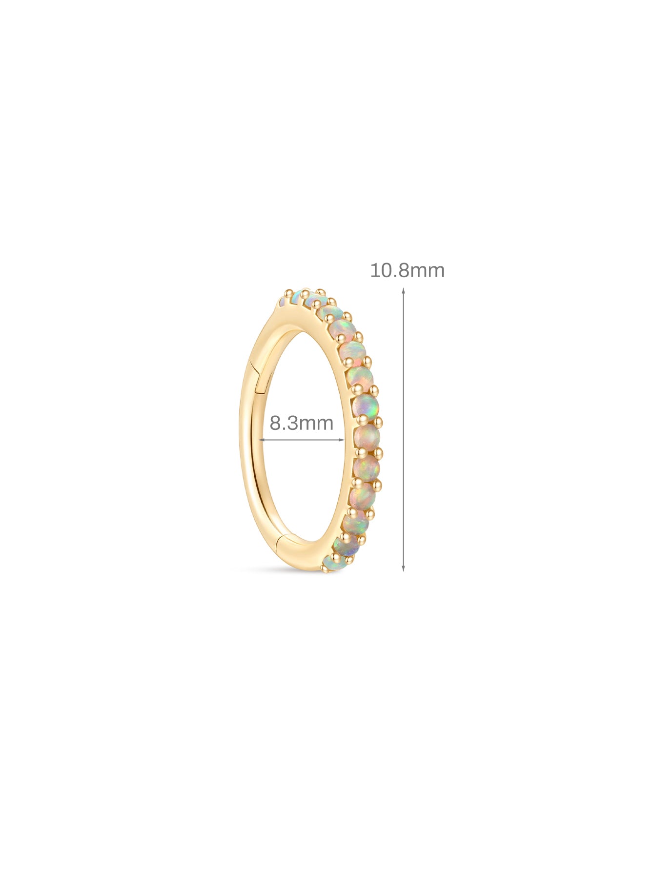 14K Solid Gold Opal Pave Eternity Hoop Huggie Earring-aurivna