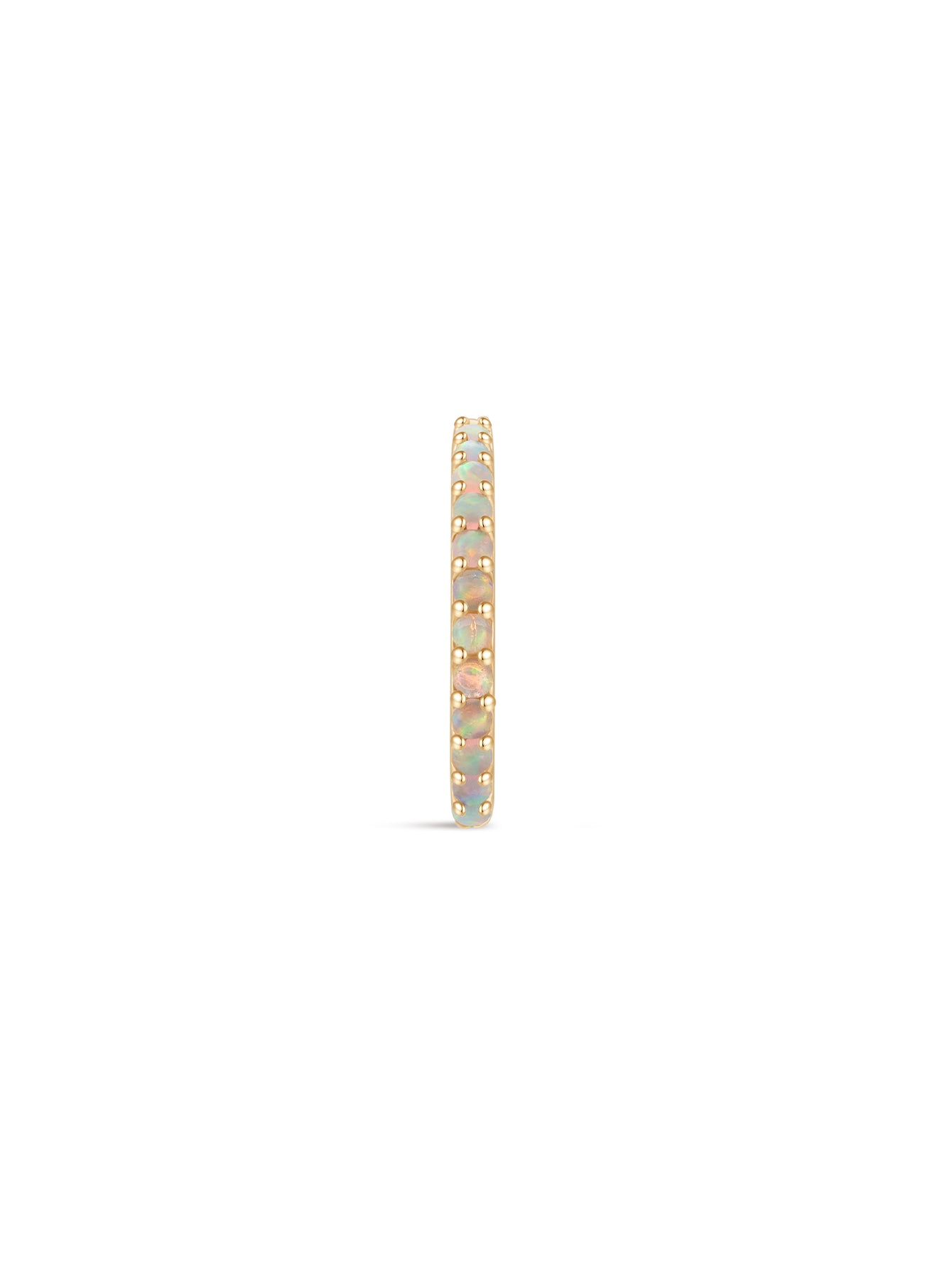14K Solid Gold Opal Pave Eternity Hoop Huggie Earring-aurivna