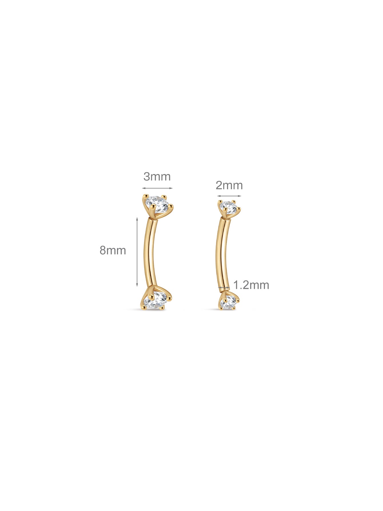 925 Sterling Silver Double CZ Navel Piercing-aurivna