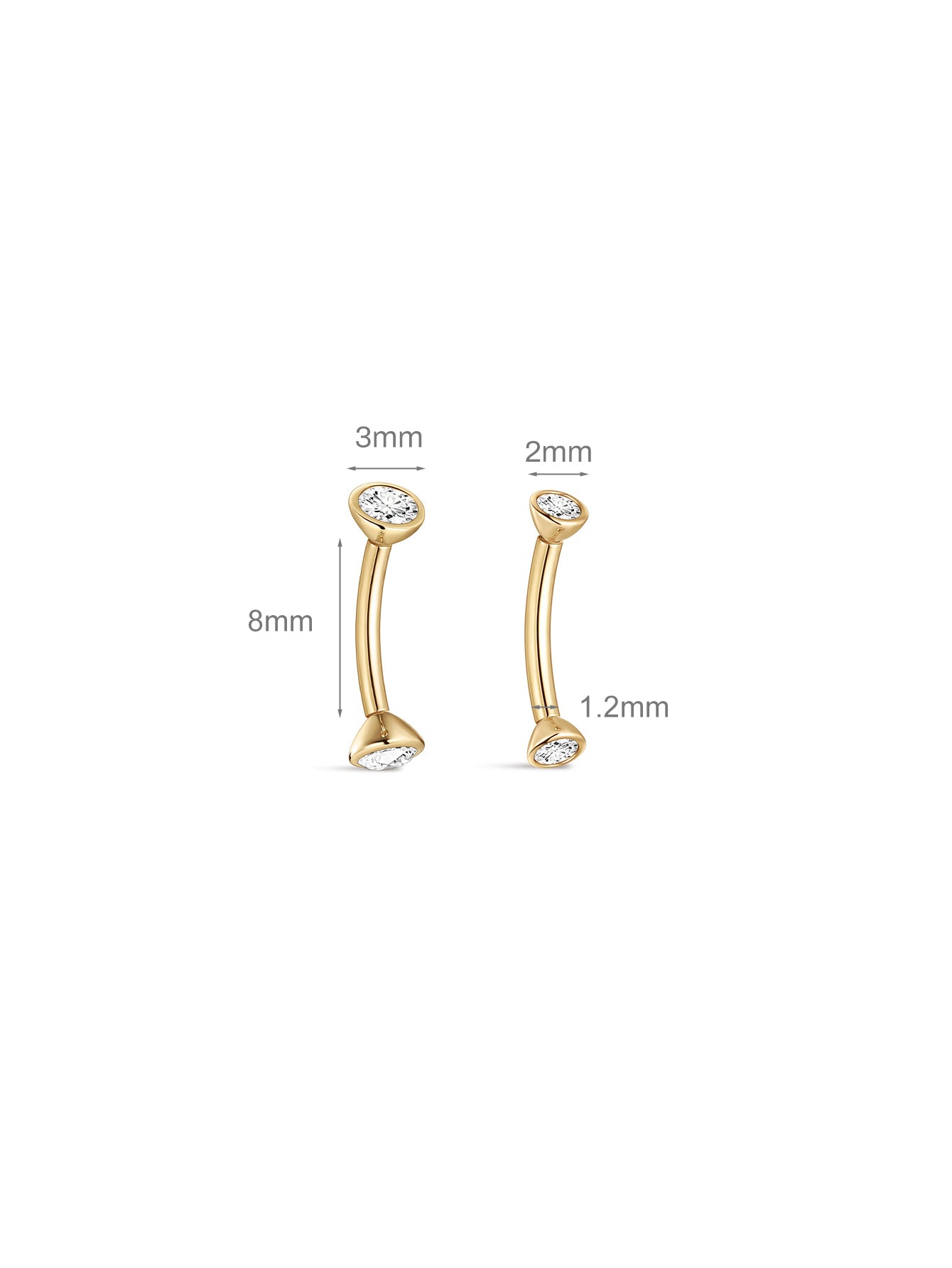 925 Sterling Silver Double CZ Threaded  Navel Piercing-aurivna